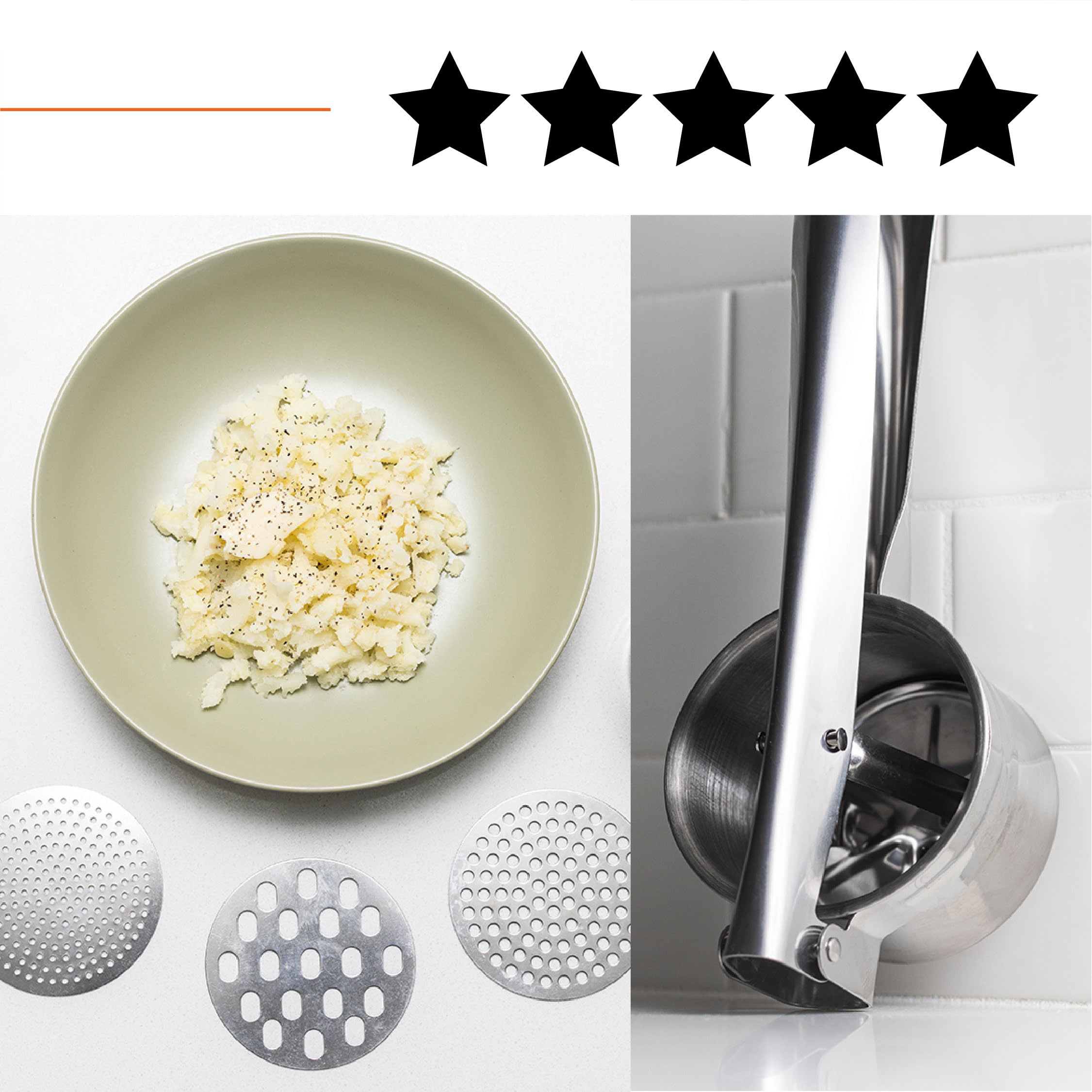 Premium Potato Ricer with Stainless Steel Peeler & 3 Interchangeable Discs - 15 oz Heavy Duty Potato Masher for Perfect Mashed Potatoes | Ideal for Home Kitchens, Restaurants & Meal Prep | Durable Kitchen Gadget by Savver