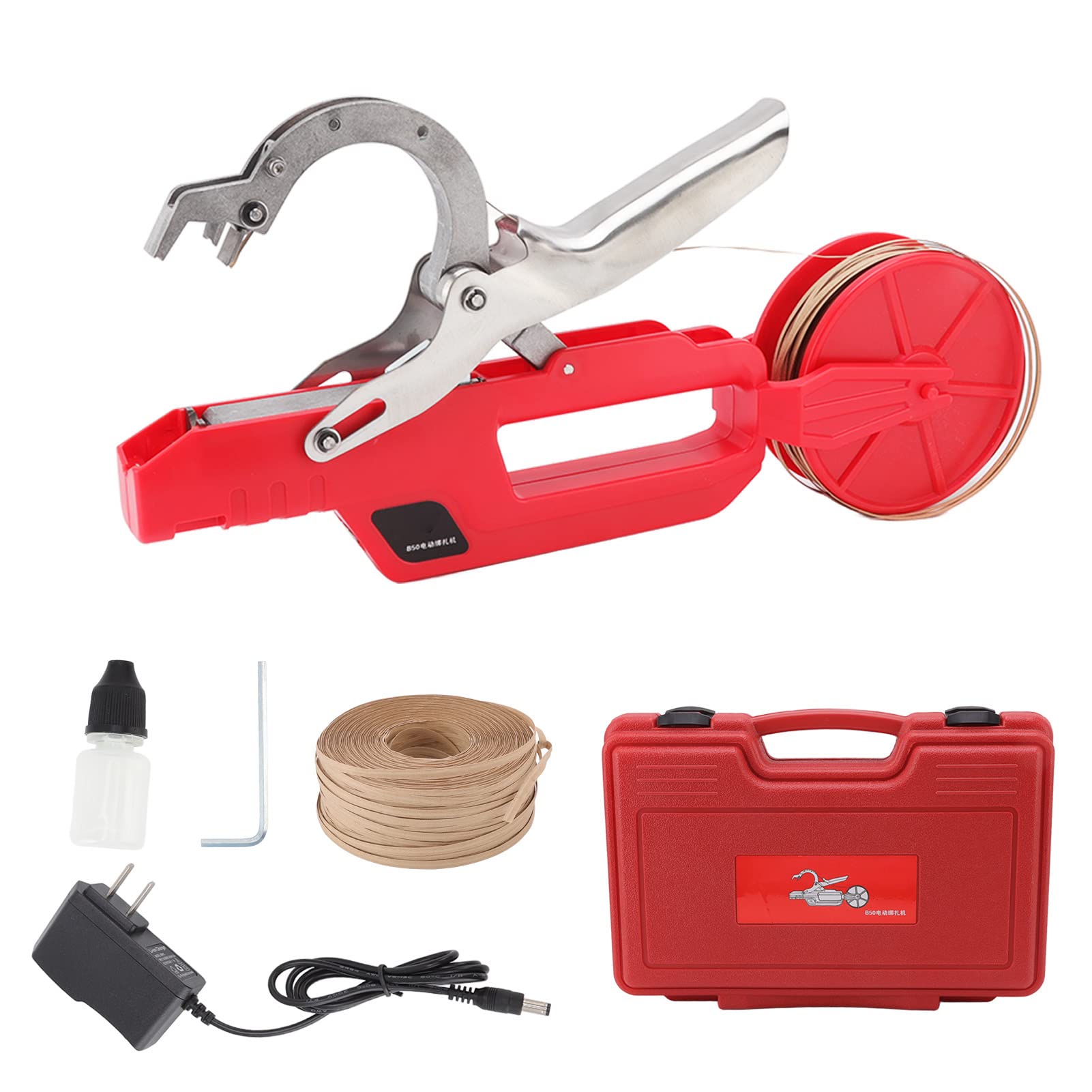 Haofy B50 Electric Plant Tying Machine - Lithium Battery Powered Grape Vine Tyer for Gardening & Farming - 100-240V US Plug - Perfect for Vineyards, Orchards & Greenhouse Plant Support