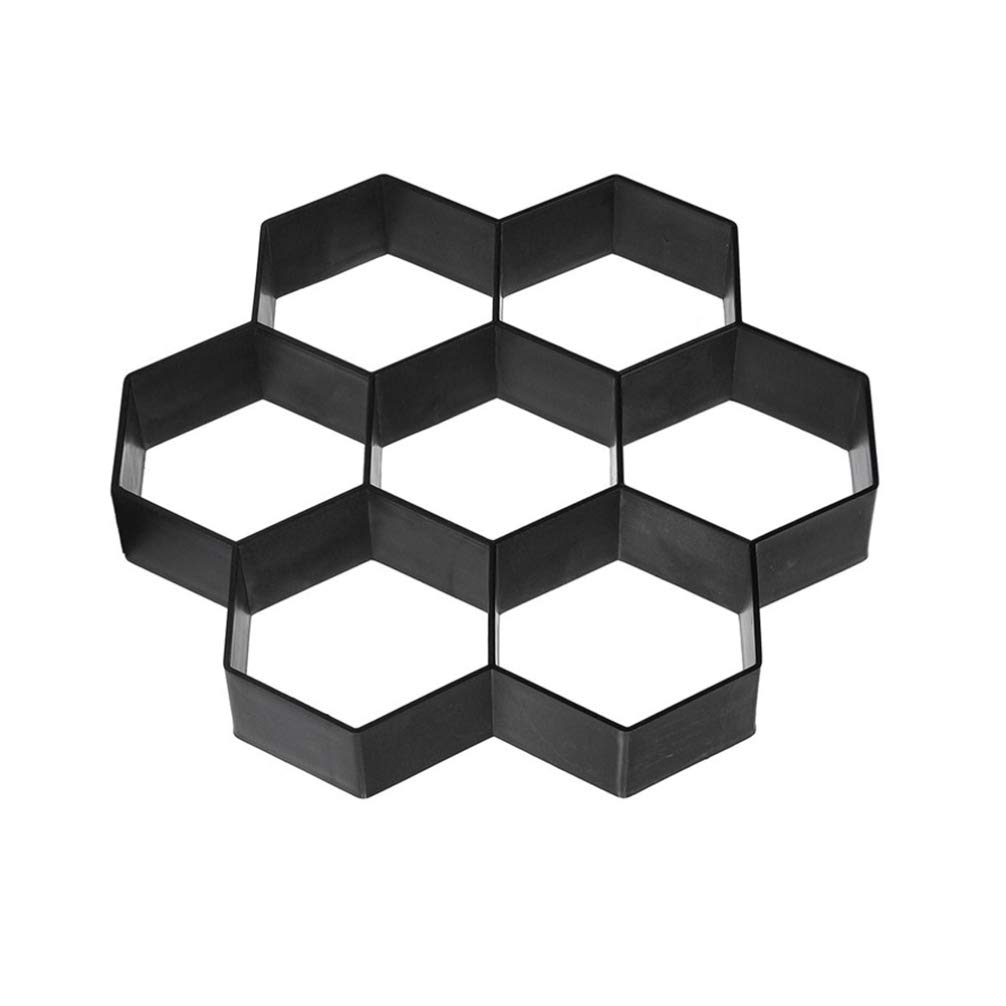DOITOOL Reusable Hexagon Stepping Stone Mold - 29x28x4cm Black Plastic Concrete Path Maker for DIY Walkways, Garden & Patio - Perfect for Outdoor Landscaping and Decorative Pathways