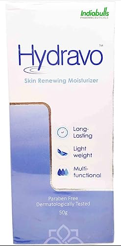 Hydravo Skin Renewing Moisturizer - Dermatologist Tested, Paraben-Free Face Cream for Dry & Sensitive Skin (50g) | Daily Hydration & Anti-Aging Skincare Routine