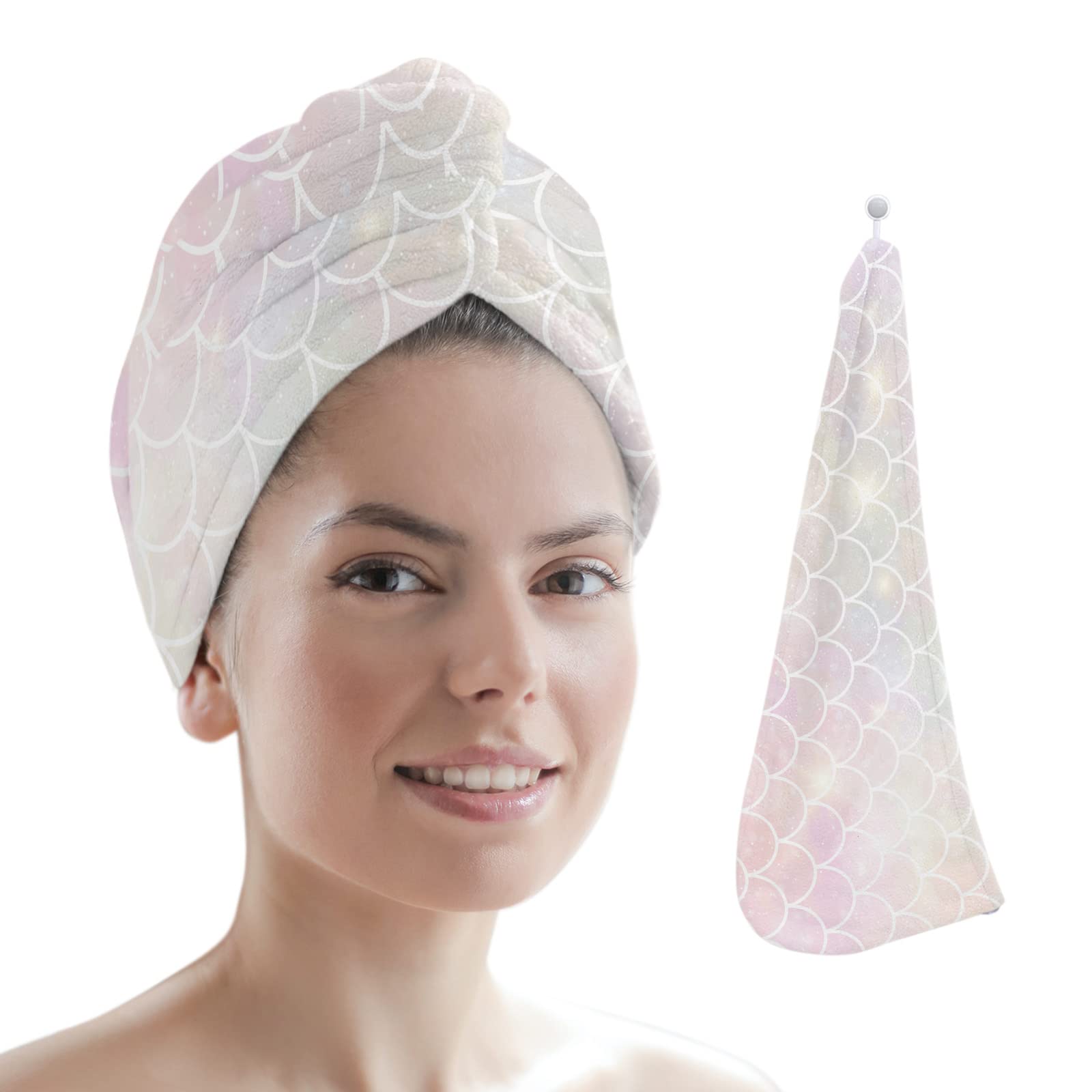 Microfiber Hair Towel Wrap for Women - Super Absorbent Mermaid Scale Hair Turban for Quick Drying | Perfect for Curly, Wet, Long & Thick Hair | Fantasy Starry Sky Design | Great for Post-Shower, Salon & Travel Use