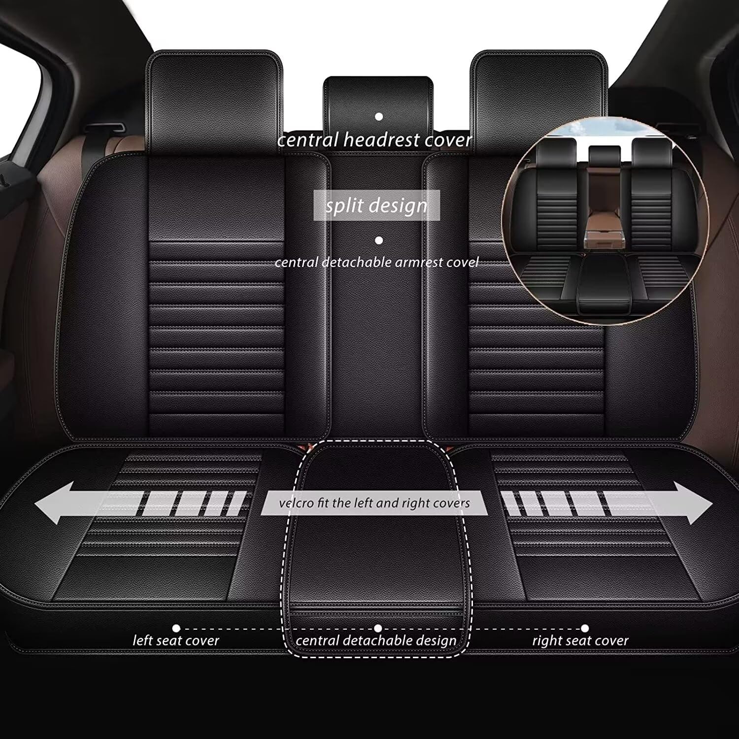TTX LIGHTING Waterproof Faux Leather Car Seat Covers Full Set (5 Seats) - Compatible with Mitsubishi Lancer 2012-2017 Models | Airbag Safe | Black | Perfect for Daily Commuting, Road Trips & Protecting Your Car Seats