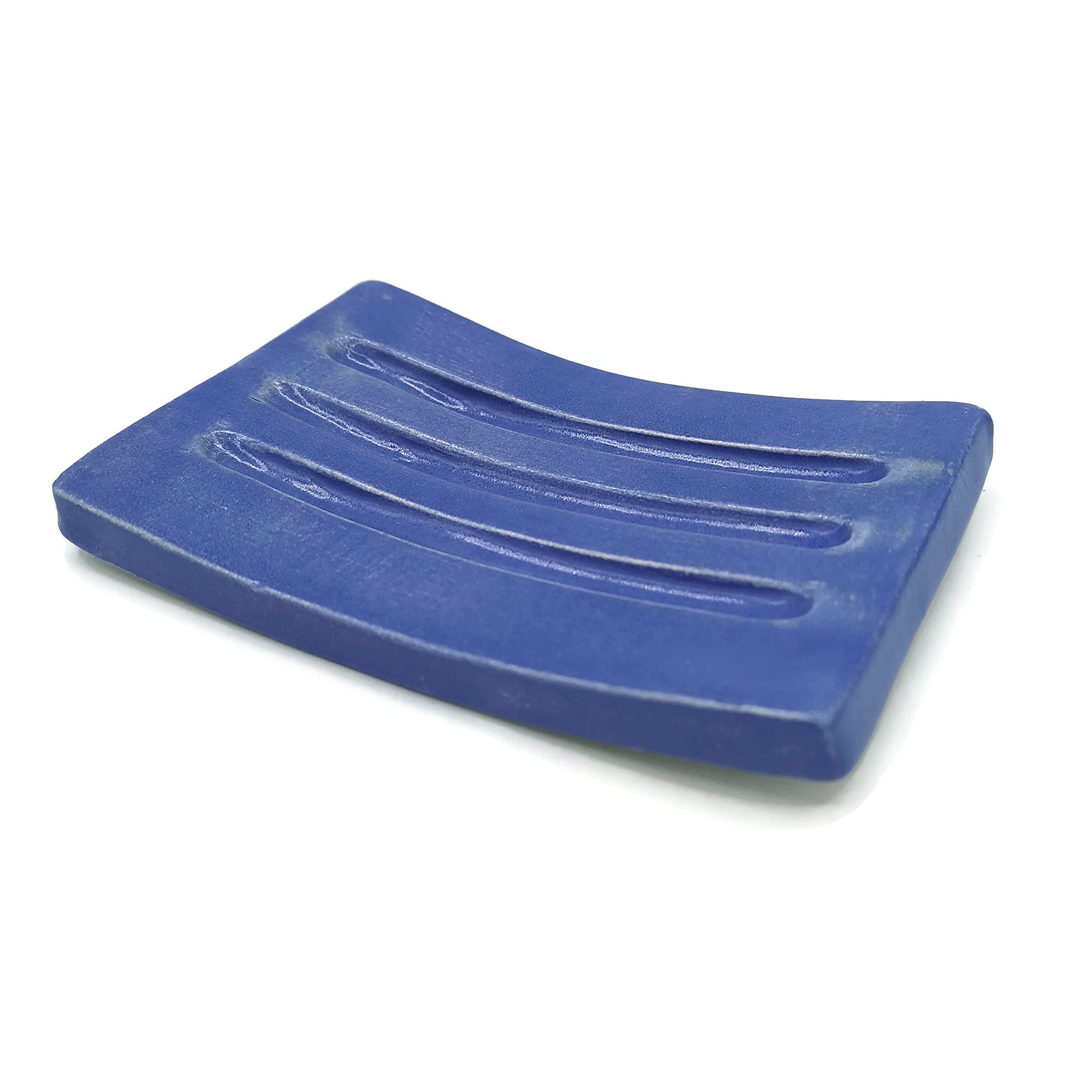 Royal Blue Ceramic Soap Dish for Bar Soap - Handmade Rectangle Soap Holder with Sponge Tray | Perfect for Bathroom, Kitchen Sink & Spa Decor