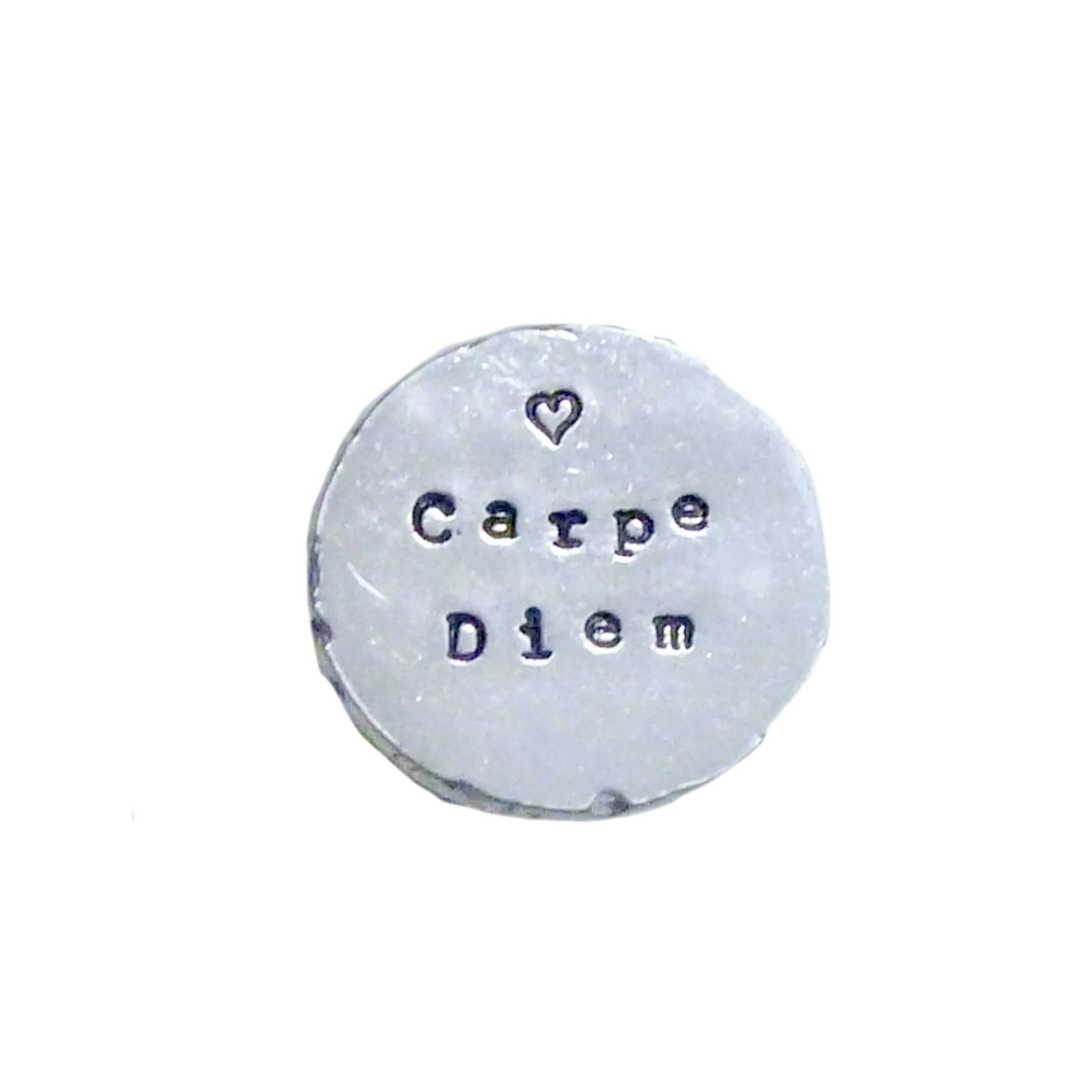 Carpe Diem Hand Stamped Pewter Pocket Coin - Inspirational Gift for Graduation, Birthday & Travel - Perfect Keepsake for Motivation & Good Luck