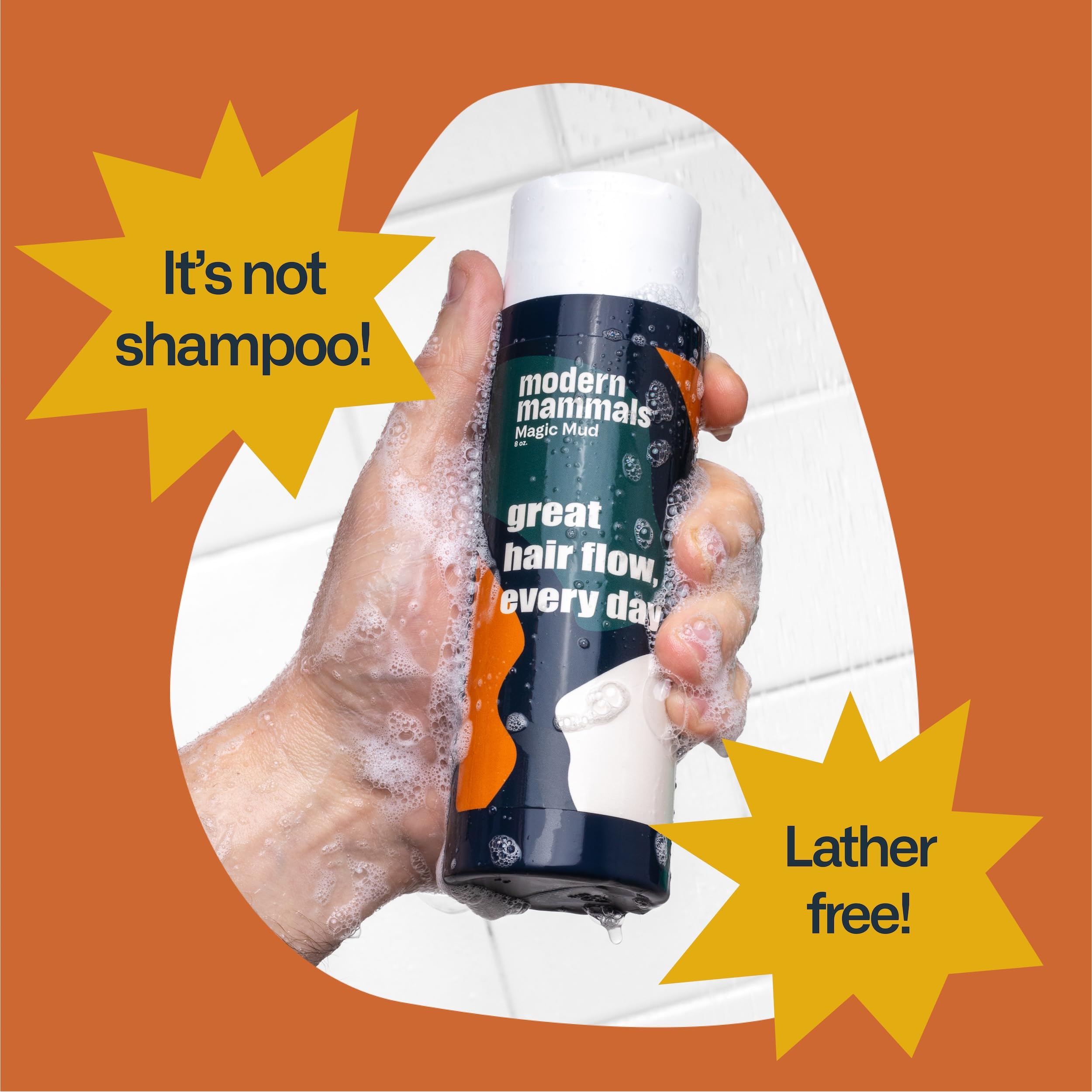 Magic Mud Men's Sulfate-Free Daily CoWash - Moisturizing Shampoo Alternative, Lather-Free Cleanser & Hydrator, 2-in-1 Conditioner Replacement, Barber Recommended (8oz) - Ideal for Daily Use & Natural Hair Care