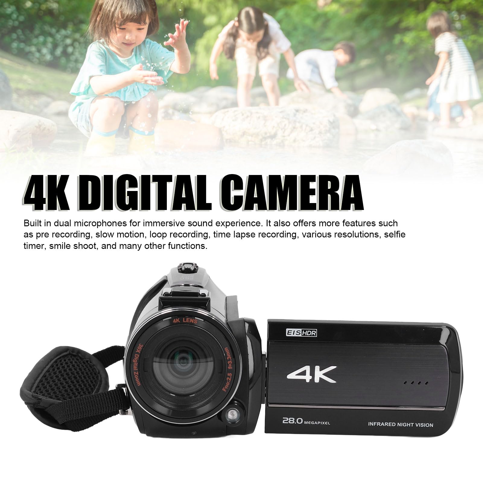 Bewinner 4K 30X Digital Zoom Camcorder with 3.0