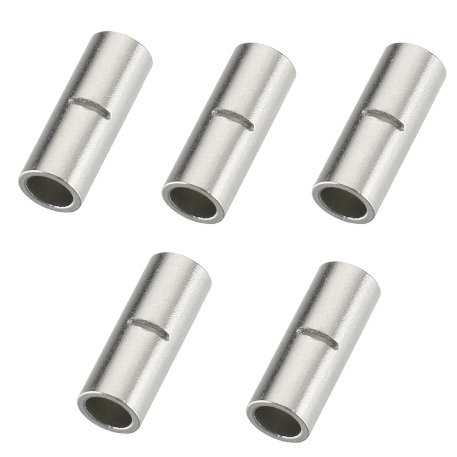 5 Pcs Non-Insulated Butt Connectors Kit - AWG #1/0 Uninsulated Wire Crimp Terminals for Automotive, Marine & Electrical Wiring Projects - Heavy Duty Copper Ferrules for Secure Connections