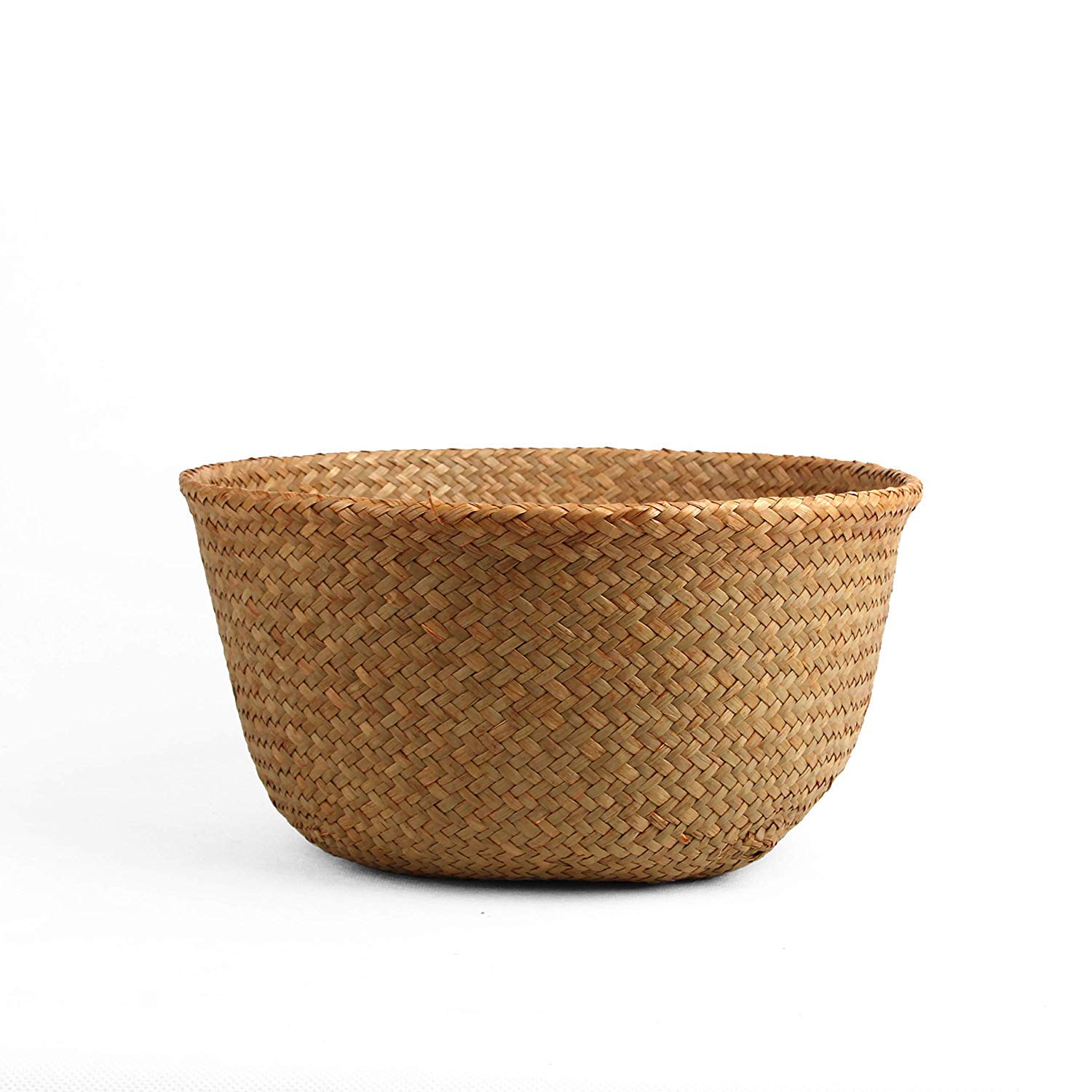 Natural Woven Seagrass Storage Basket - Small Handmade Belly Basket for Home Organization, Plant Holder, Laundry Hamper, Picnic & Grocery Carrier | Perfect for Bathroom, Nursery, Kitchen & Outdoor Use