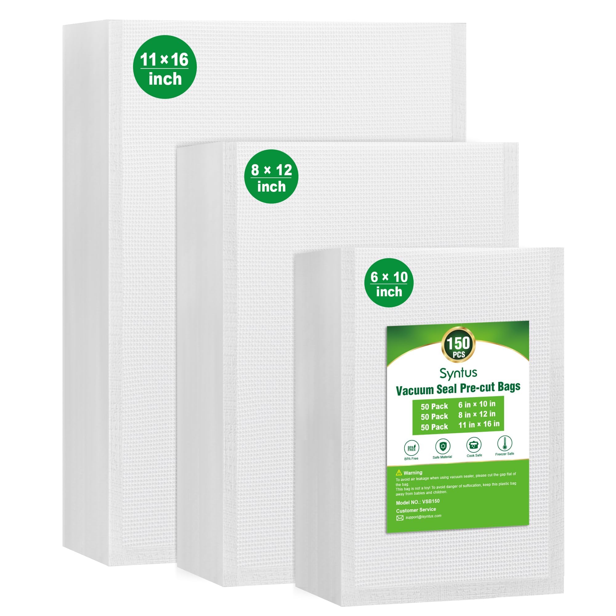 Syntus Vacuum Sealer Bags - 150 Count (Gallon 11
