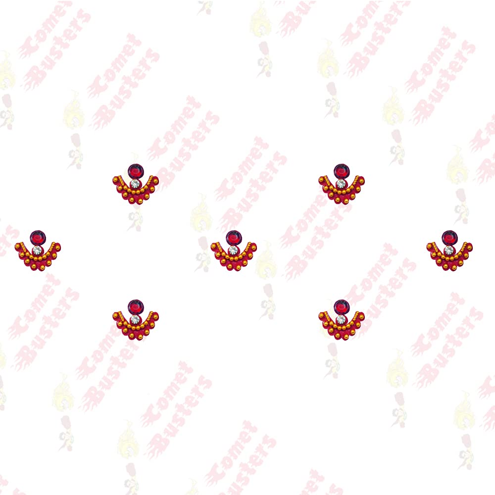 Comet Busters Elegant Maroon Bindi with Sparkling Stones & Gold Beads (BIN819) - Perfect for Weddings, Festivals & Indian Cultural Events