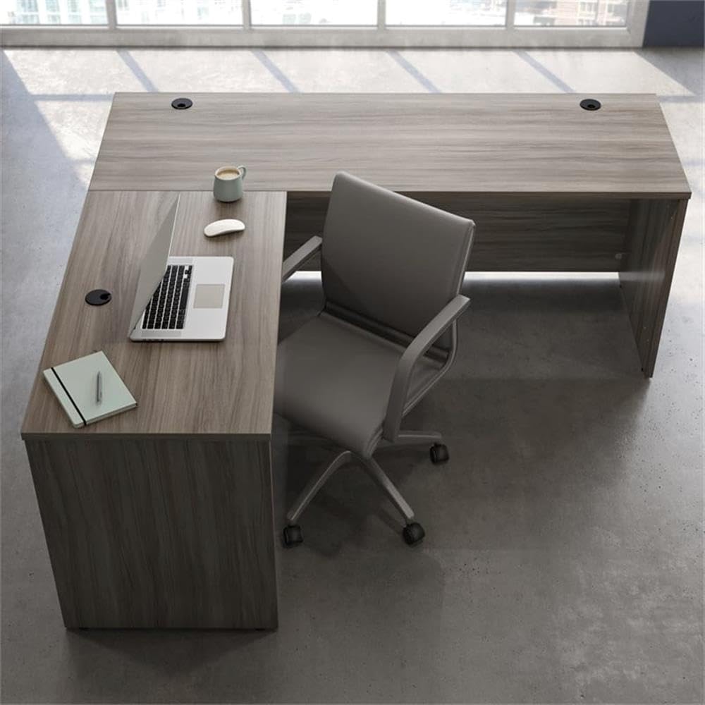 UrbanPro Contemporary Engineered Wood Adjustable L-Shaped Desk with Right/Left Return in Brown Finish - Perfect for Home Office, Study Room & Workspace Organization