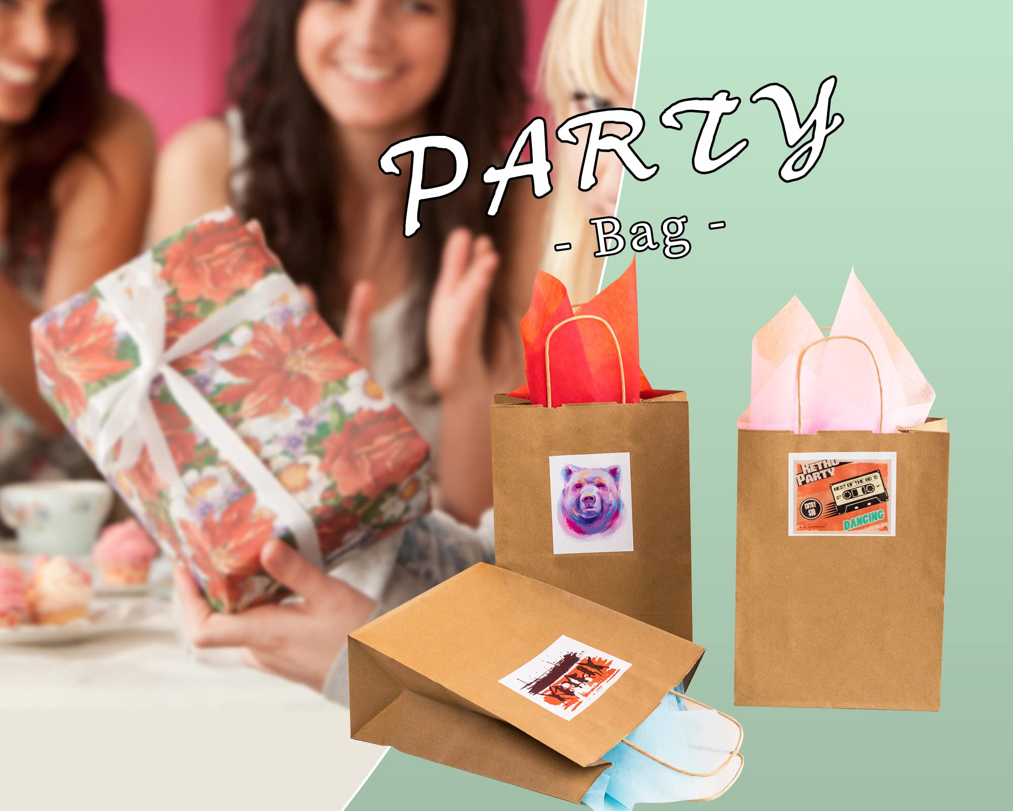 RACETOP 100Pcs Small Brown Kraft Paper Bags with Handles - 5.9
