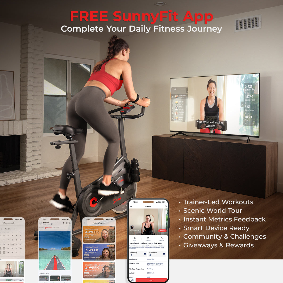 Active 100 Smart Magnetic Indoor Cycling Exercise Bike - Stationary Bike for Home Workouts & Cardio Training
