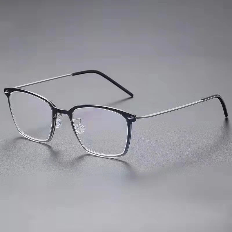 Aimee Men's Full Rim Square Screwless Titanium Eyeglasses Frame 6536 - Lightweight & Durable for Work, Reading & Everyday Use