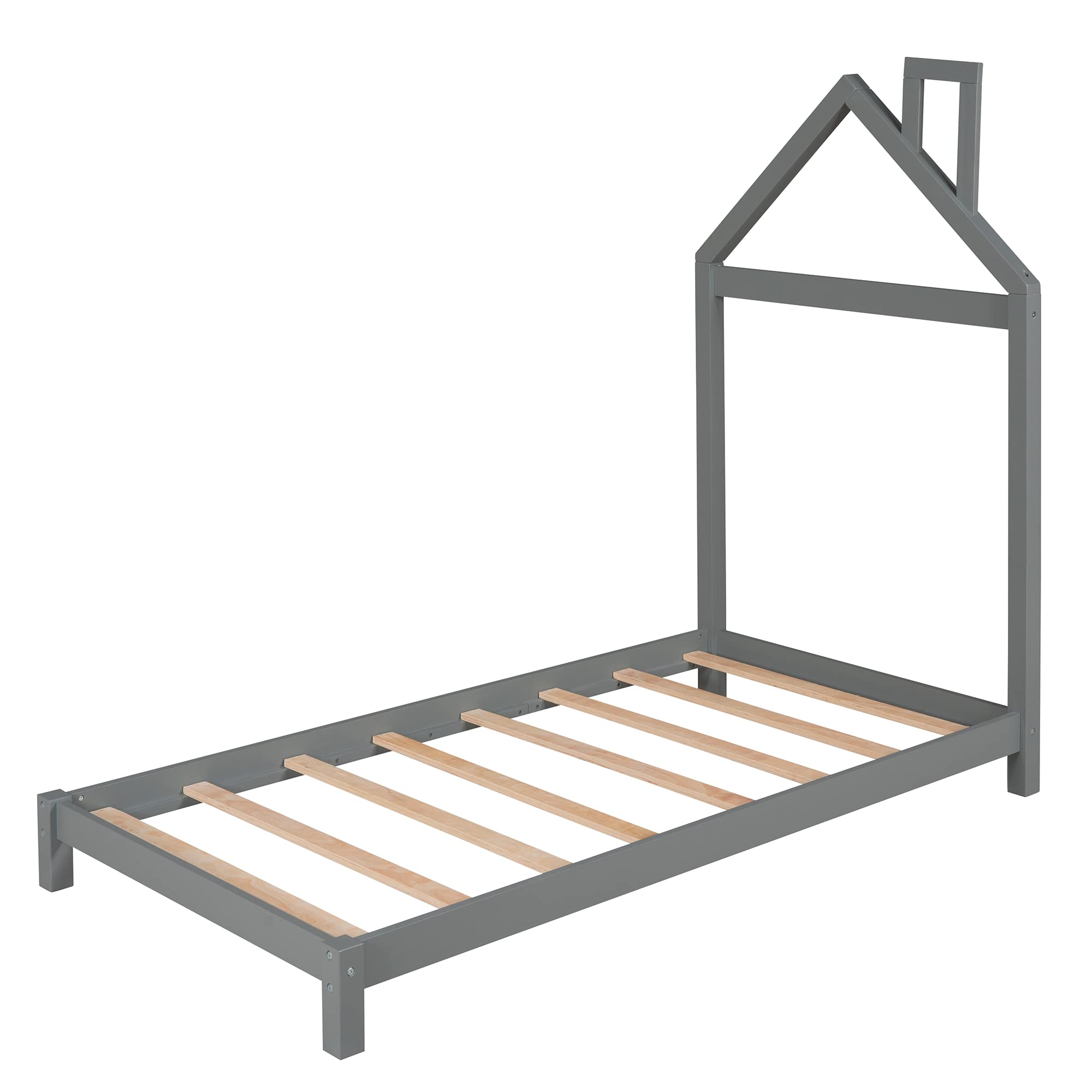 AOCOROE Solid Wood Twin Bed Frame for Kids - Sturdy Platform Bed with Headboard & Slats, No Box Spring Required | Perfect for Boys & Girls Bedrooms, Dorm Rooms & Guest Rooms