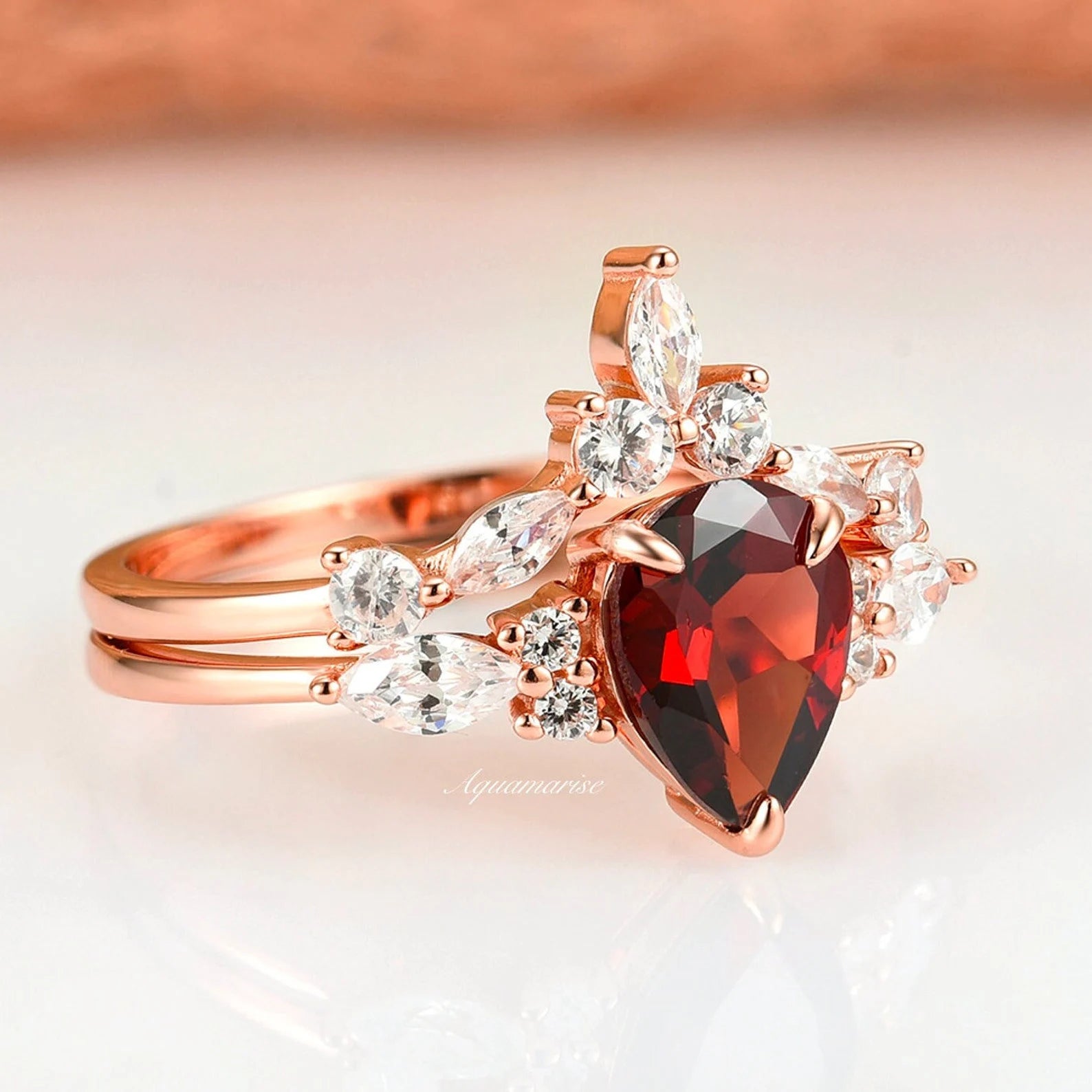 Red Fire Opal Garnet Galaxy Sandstone Couple Rings for Men & Women - Perfect for Anniversaries, Engagements & Romantic Gifts