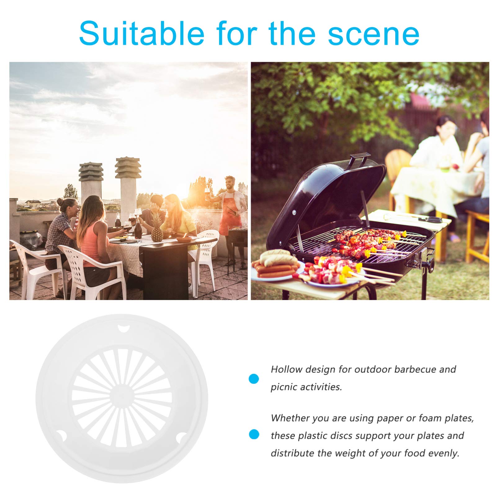 10-Pack Hemoton Reusable Plastic Grill Plates - Durable BBQ Picnic Plates for Outdoor Camping, Parties & Food Service - White Color Dish Trays for Easy Cleanup & Eco-Friendly Dining