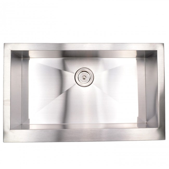 Stainless Steel Farmhouse Apron Front Kitchen Sink - No Holes Single Bowl 33