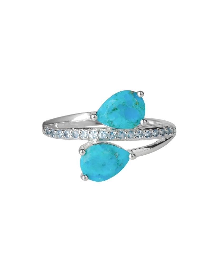 YoTreasure Moonstone London Blue Topaz Rhodolite Garnet Tourmaline Turquoise Swiss Blue Topaz 925 Sterling Silver Engagement Ring - Elegant Wedding, Anniversary & Proposal Jewelry for Women