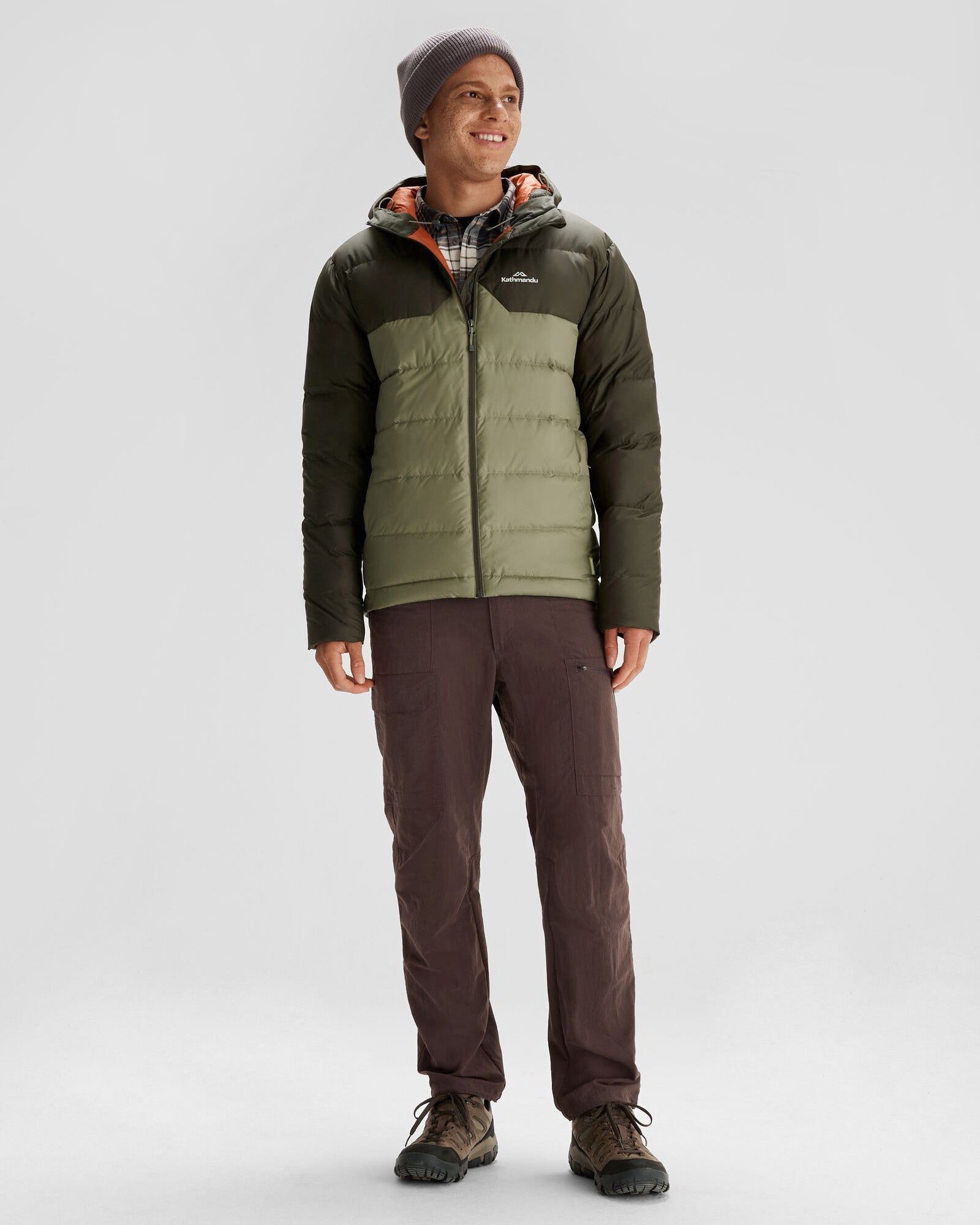 Men's Epiq Hooded Down Jacket - Waterproof Winter Coat for Outdoor Activities (Beech/Dark Moss) - Perfect for Hiking, Camping & Cold Weather Adventures