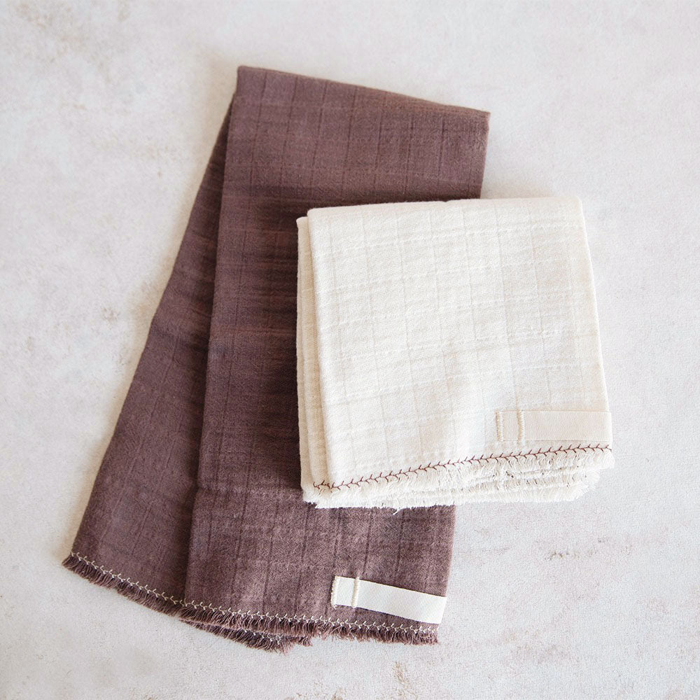 Premium Gauze Tea Towel Set - 100% Cotton Absorbent Kitchen Towels for Dishes & Cleaning (Plum Color) - Perfect for Drying Dishes, Glassware & Countertop Cleaning