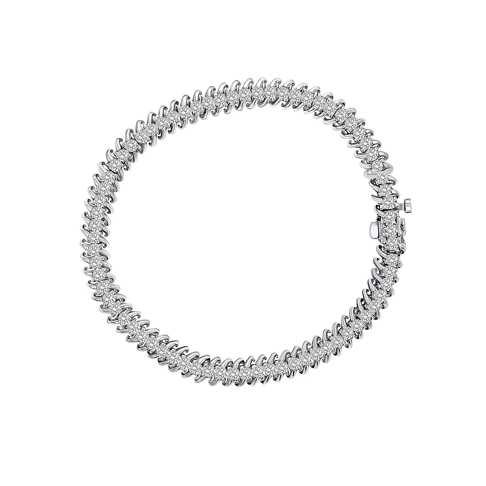 Elegant S-Style Diamond Tennis Bracelet - 3.60cttw 14K White Gold - Perfect for Weddings, Anniversaries & Special Occasions