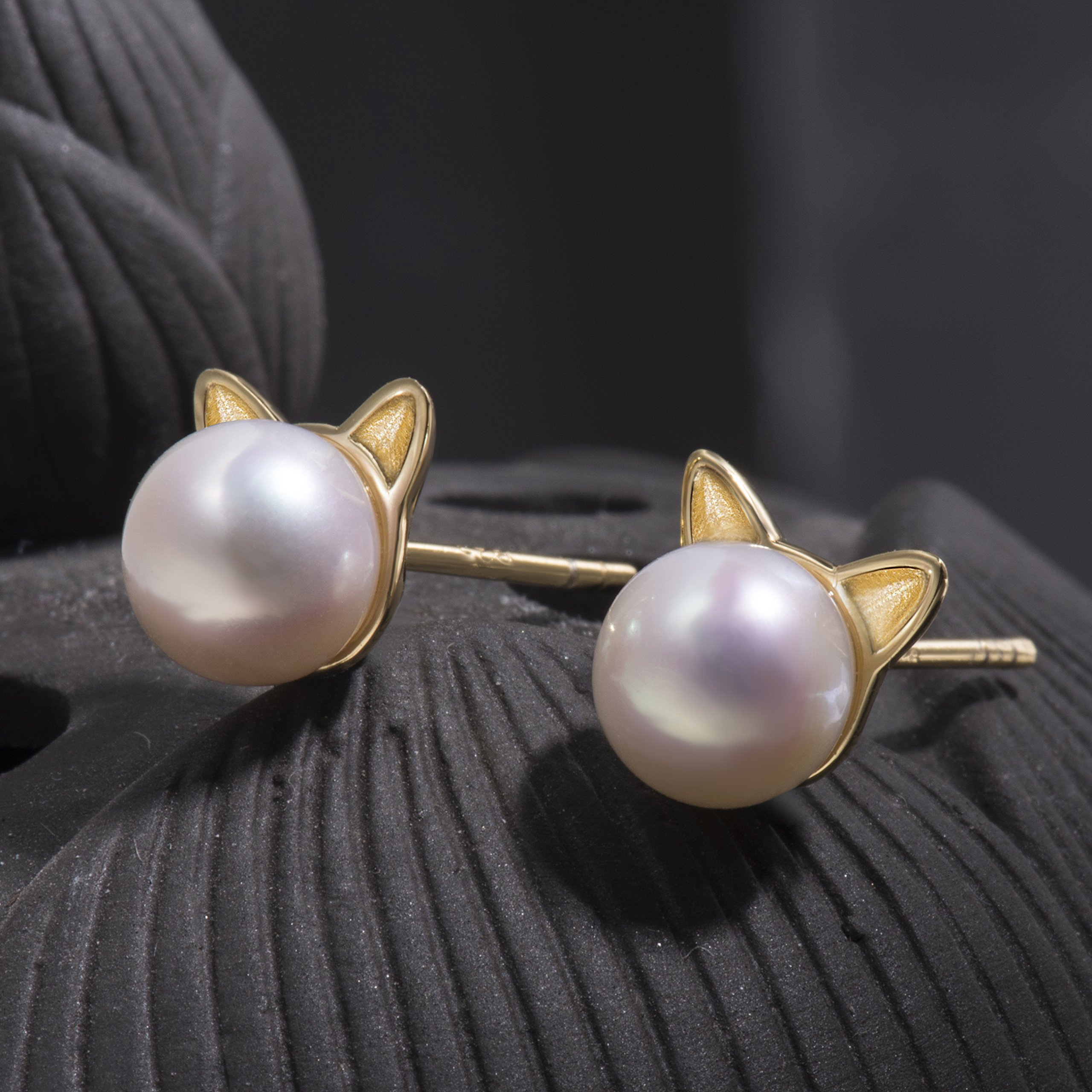 Elegant S.Leaf Sterling Silver Cat Earrings with Pearl Accents - Perfect Cat Lover Jewelry & Memorial Gifts for Women | Ideal for Daily Wear, Special Occasions & Cat-Themed Events