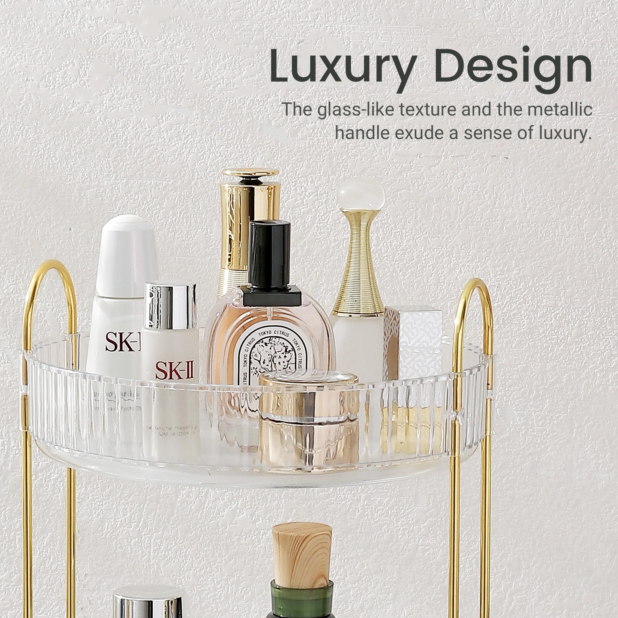 Aveniee 3-Tier Rotating Makeup Organizer | Clear Spinning Cosmetic Holder for Vanity, Dresser & Bathroom Countertop | Perfect for Skincare, Perfume & Beauty Product Storage (White) - Ideal for Small Space Organization & Daily Beauty Routine