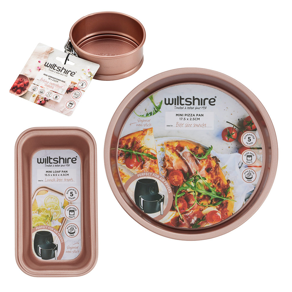 Premium Rose Gold Air Fryer Pans Set - Nonstick Baking Accessories for Healthy Cooking | Perfect for French Fries, Chicken Wings & Vegetables