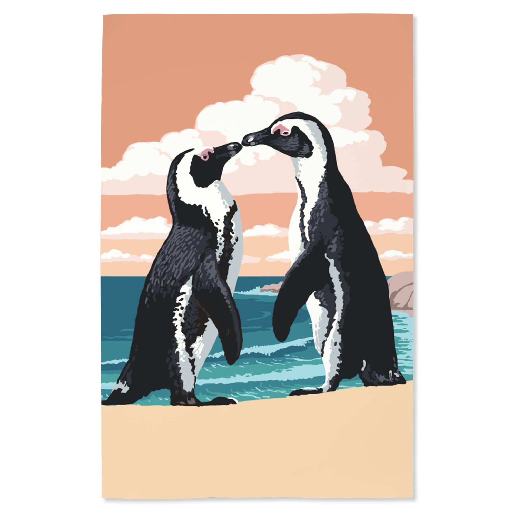 Lantern Press 16x24 Inch Giclee Art Print - Black-Footed Penguins Kissing Wall Decor for Living Room, Bedroom & Office | High Quality Wildlife Photography