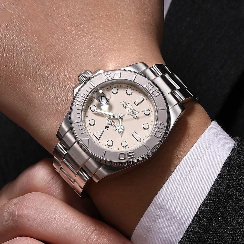 CADISEN Men's Automatic Mechanical Watch - Luxury Leather Strap, Waterproof, Sapphire Crystal - Perfect for Business, Casual & Outdoor Activities