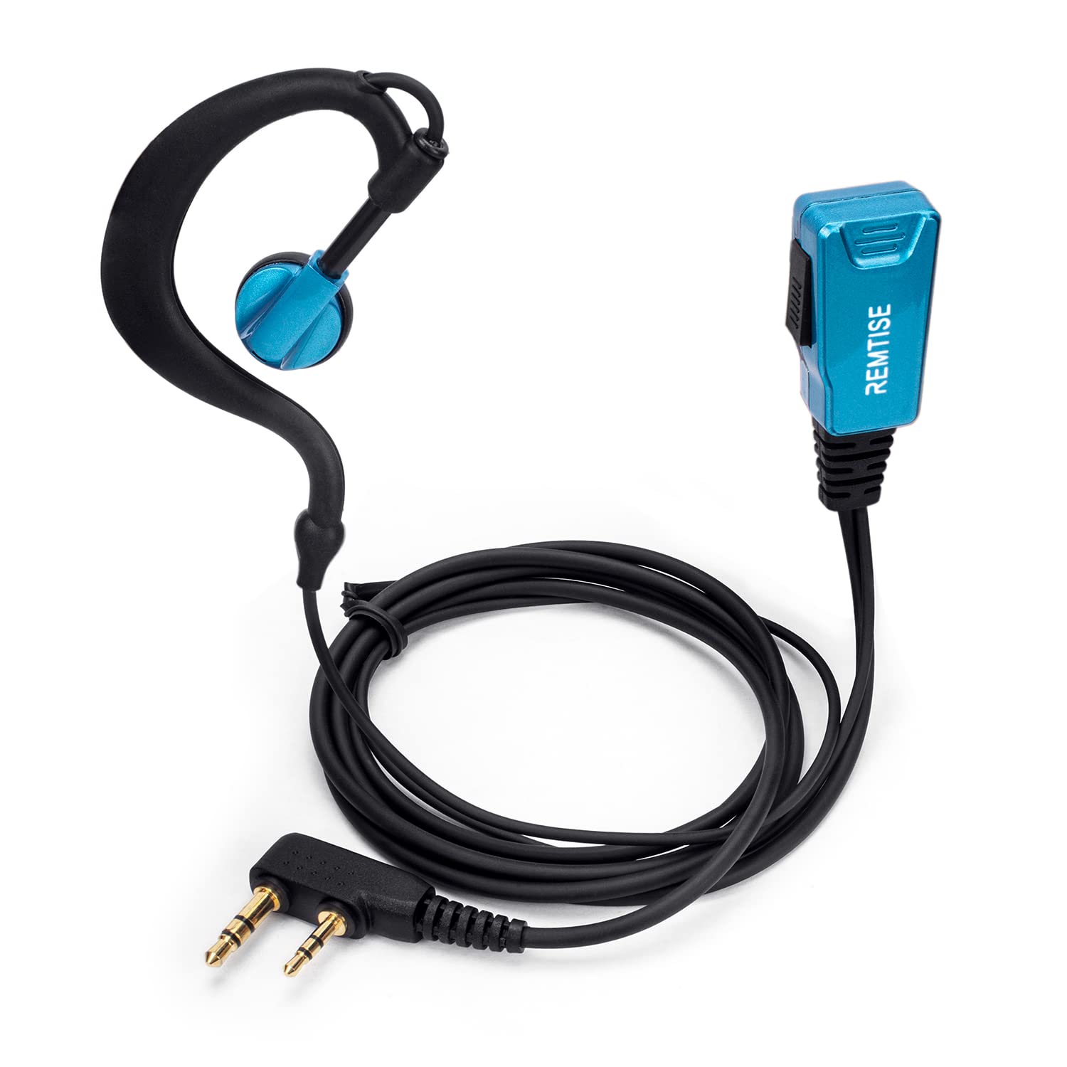 Remtise Single Wire Earhook Earpiece with Microphone - Compatible with Baofeng UV-5R Walkie Talkies, Kenwood, Puxing & Wouxun 2-Way Radios - Hands-Free Communication for Security, Construction & Outdoor Activities (Blue)