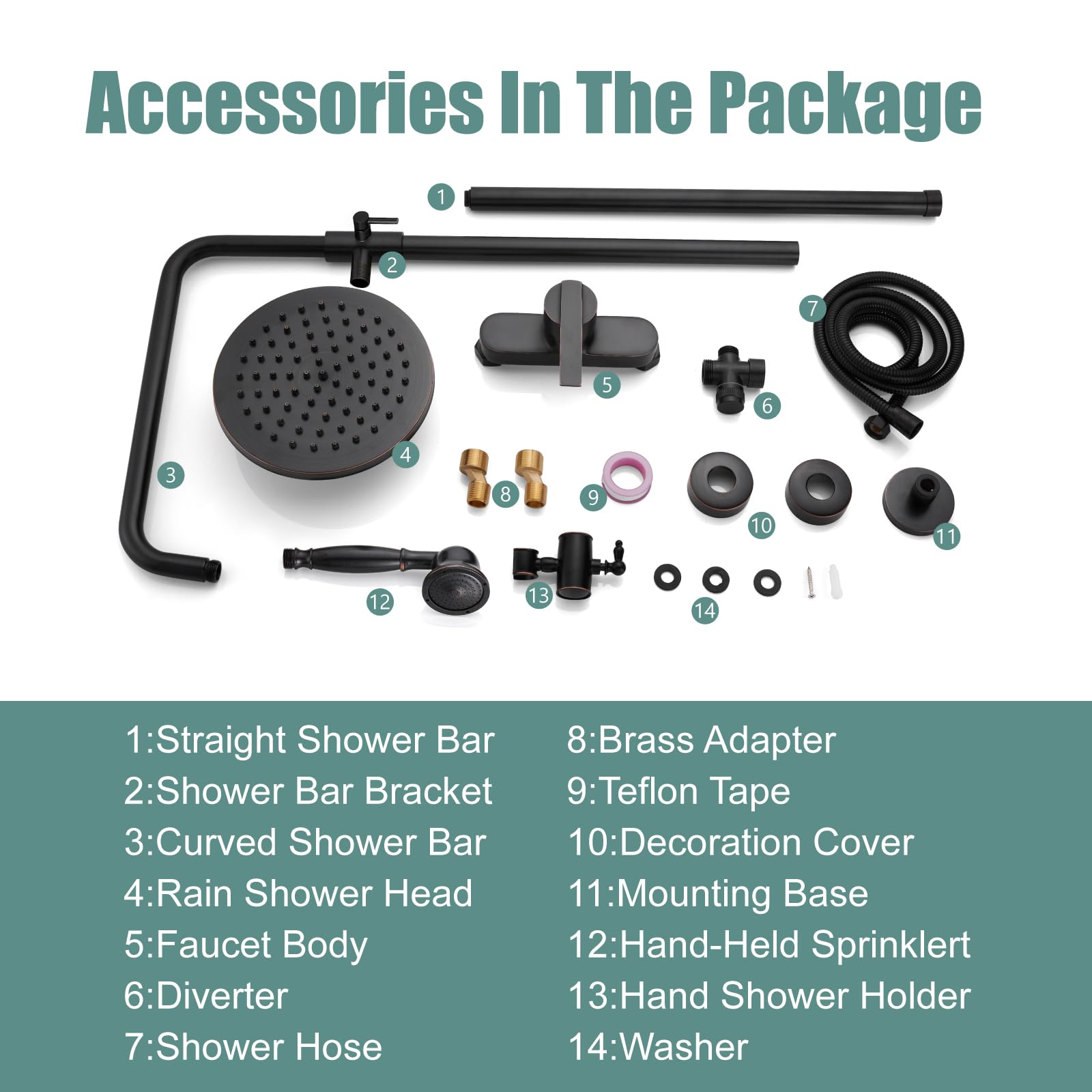 Oil Rubbed Bronze Exposed Pipe Shower System - 8 Inch Rainfall Shower Head & Handheld Sprayer Combo Set - Single Handle Brass Bathroom Faucet with Dual Functions - Perfect for Modern & Vintage Bathroom Renovations