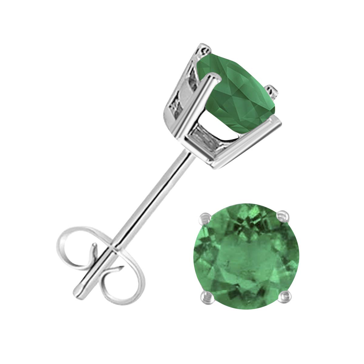 Natural 5mm Round Emerald Stud Earrings for Women - Prong-Setting Gemstone Wedding Jewelry Collection - Perfect for Bridal, Anniversary & Special Occasion Gifts