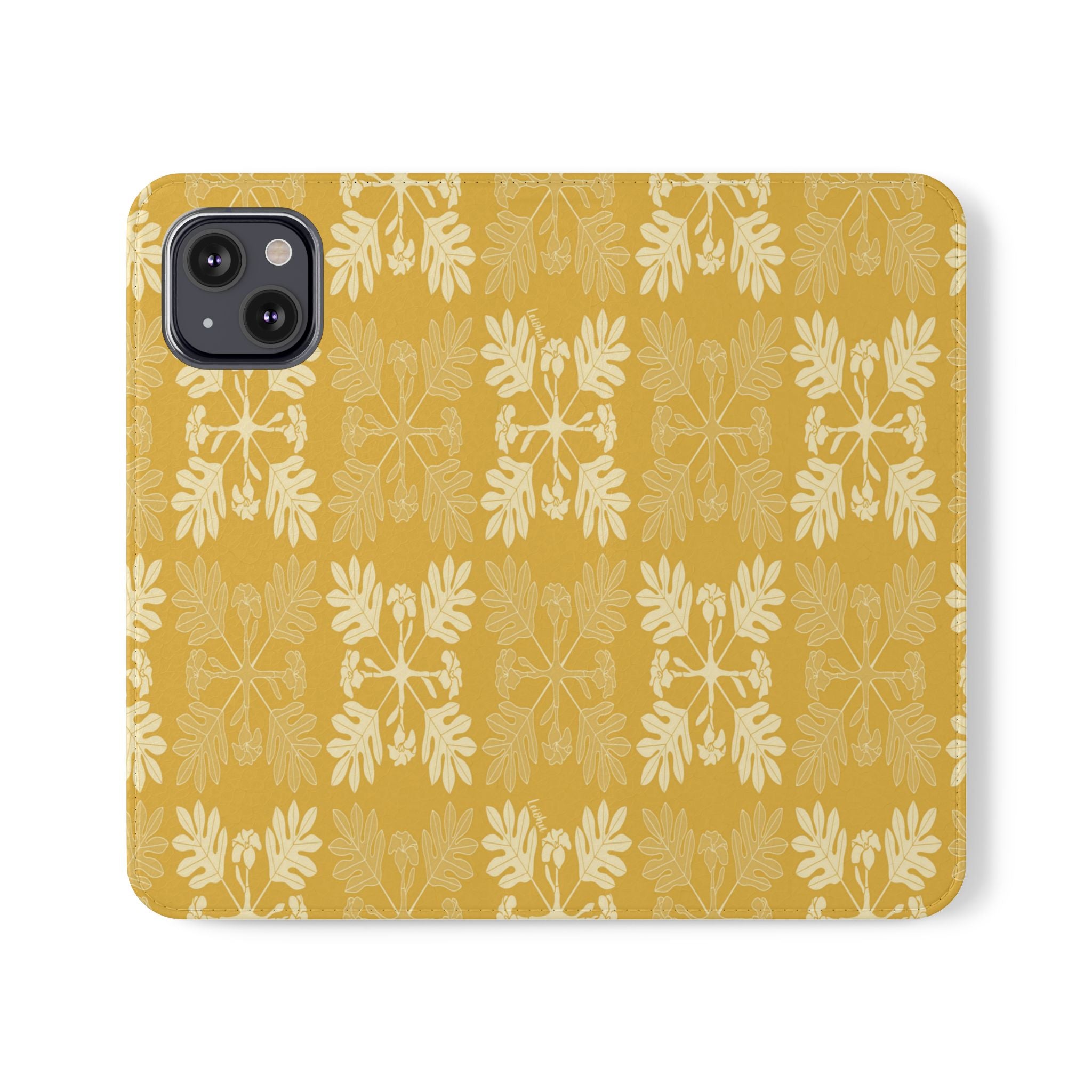 Premium Puakenikeni Quilted Folio Case for iPad & Tablet - Soft Protective Cover with Handmade Hawaiian Floral Design, Perfect for Work, Travel & Home Use
