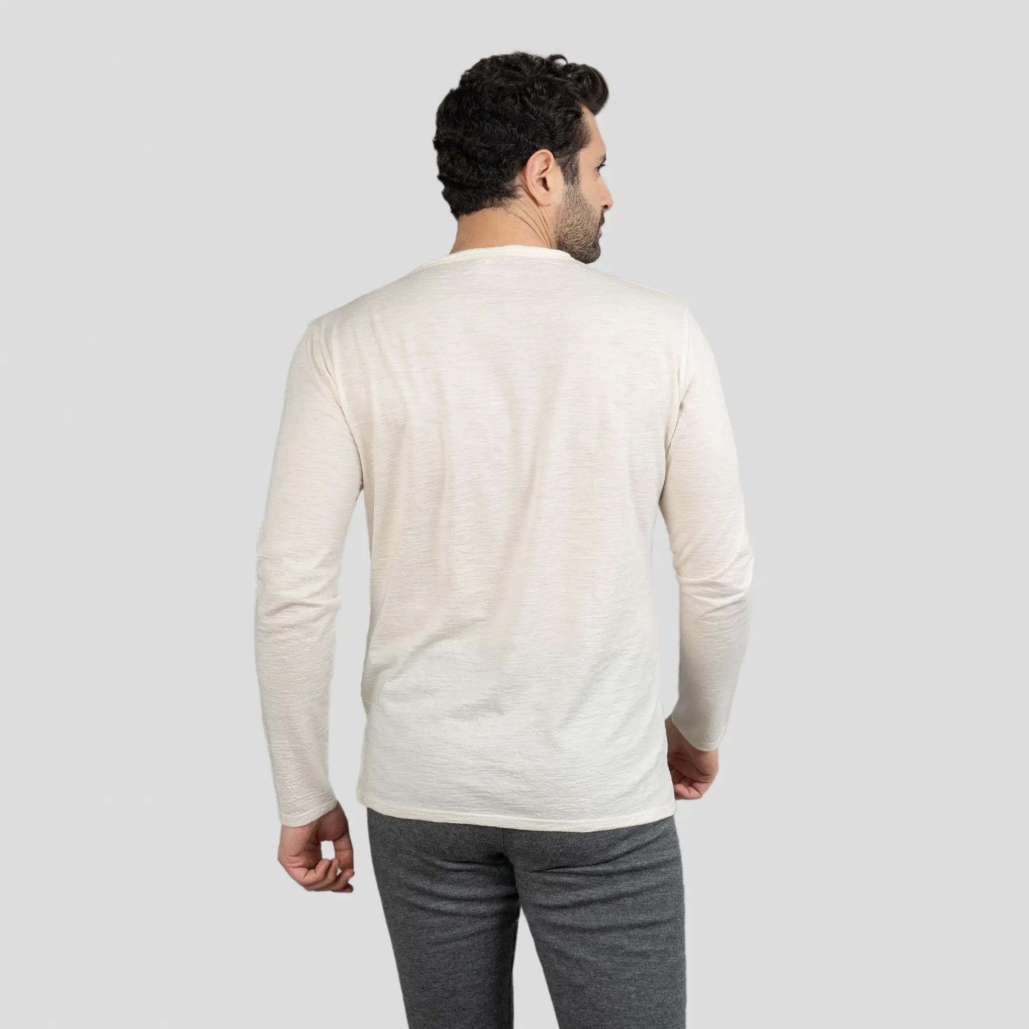 Premium Men's Alpaca Wool Long Sleeve T-Shirt - 160 Ultralight Thermal Base Layer for Hiking, Camping & Winter Outdoor Activities