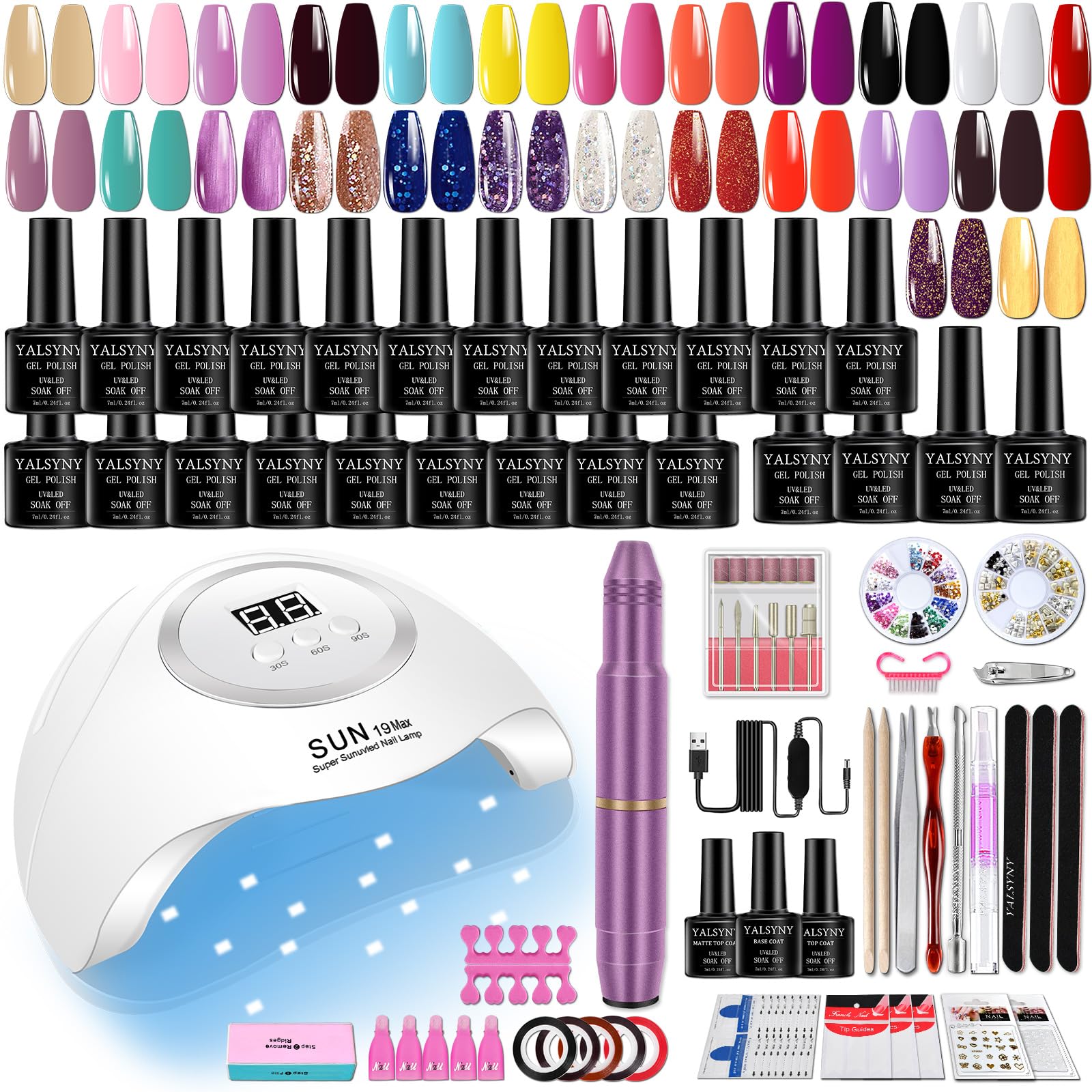 Professional Gel Nail Polish Kit with UV LED Nail Dryer & Electric Nail Drill - Complete DIY Manicure Set for Home Salon & Nail Art | Perfect for At-Home Nail Care, Salon Professionals & Gift Giving
