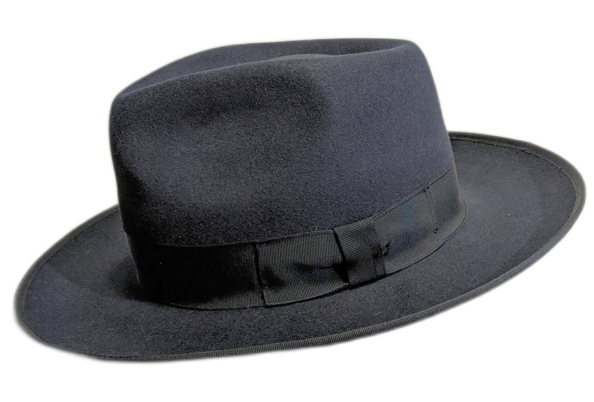 Johnny D' Prestige Fur Felt Midnight Blue Fedora Hat for Men – Classic Elegant Dress Hat for Weddings, Parties & Vintage Style Outfits