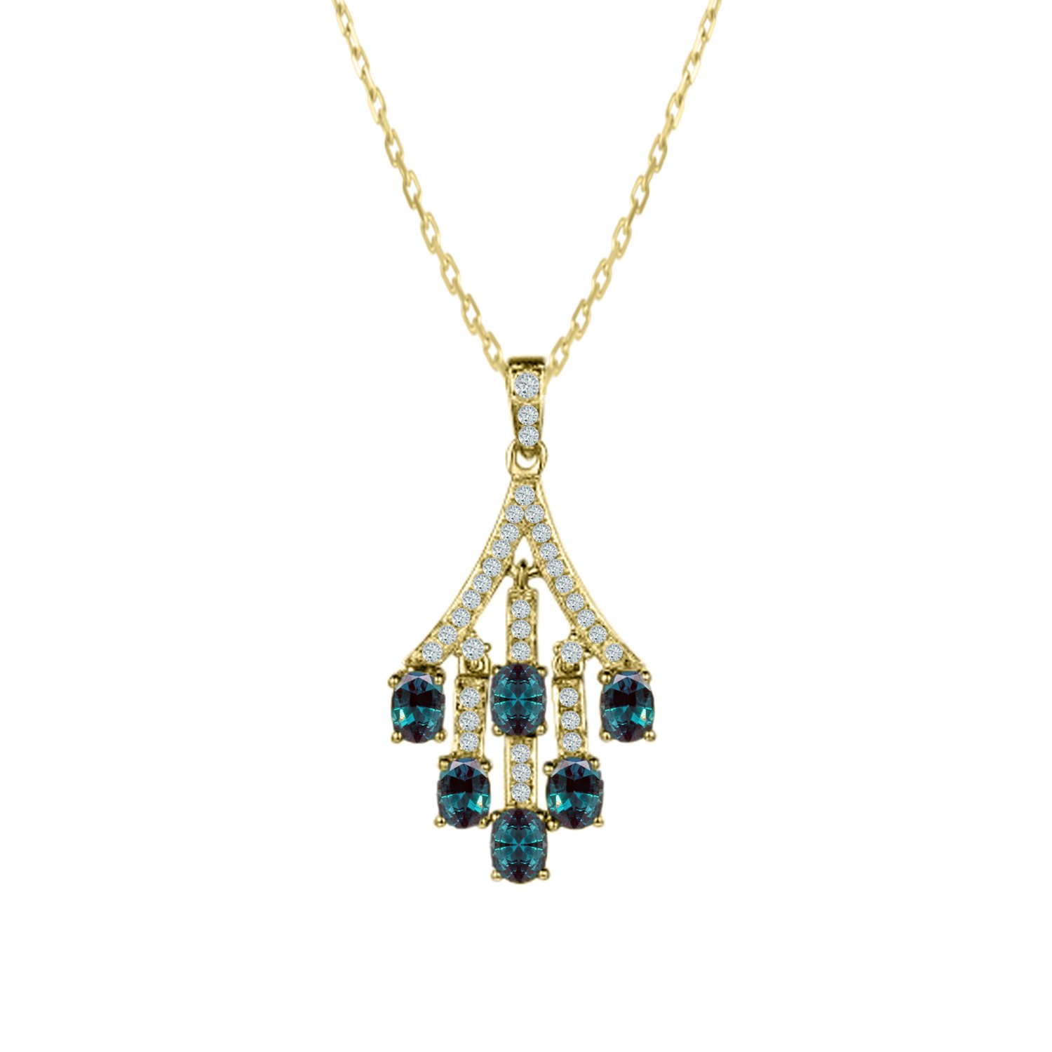 Natural Brazilian Alexandrite Pendant with Color Changing Effect & Diamond Accents in 14K Gold - Elegant Jewelry Gift for Women, Perfect for Anniversaries, Birthdays & Special Occasions