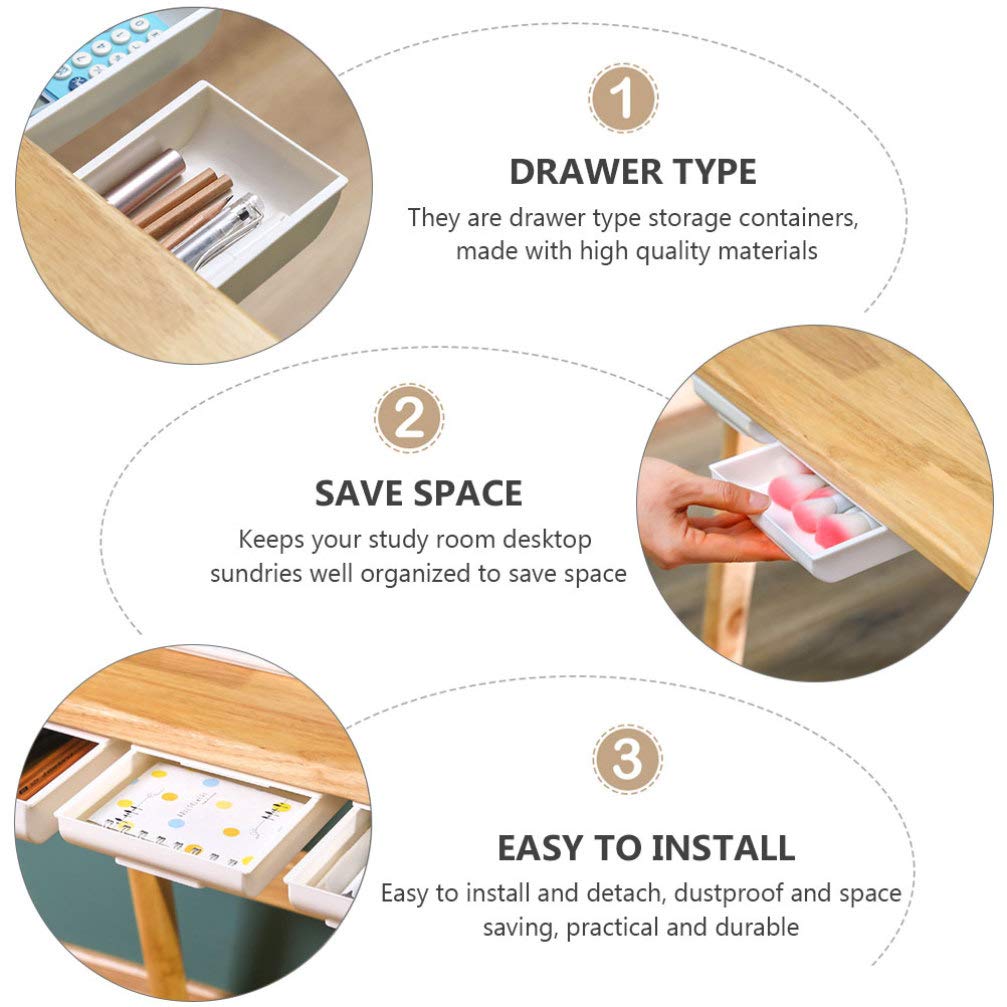 2-Pack Under Desk Storage Drawers - Cabilock Office Organizer for Stationery, Files & Supplies | Perfect for Home Office, Study Desk & Workspace Organization