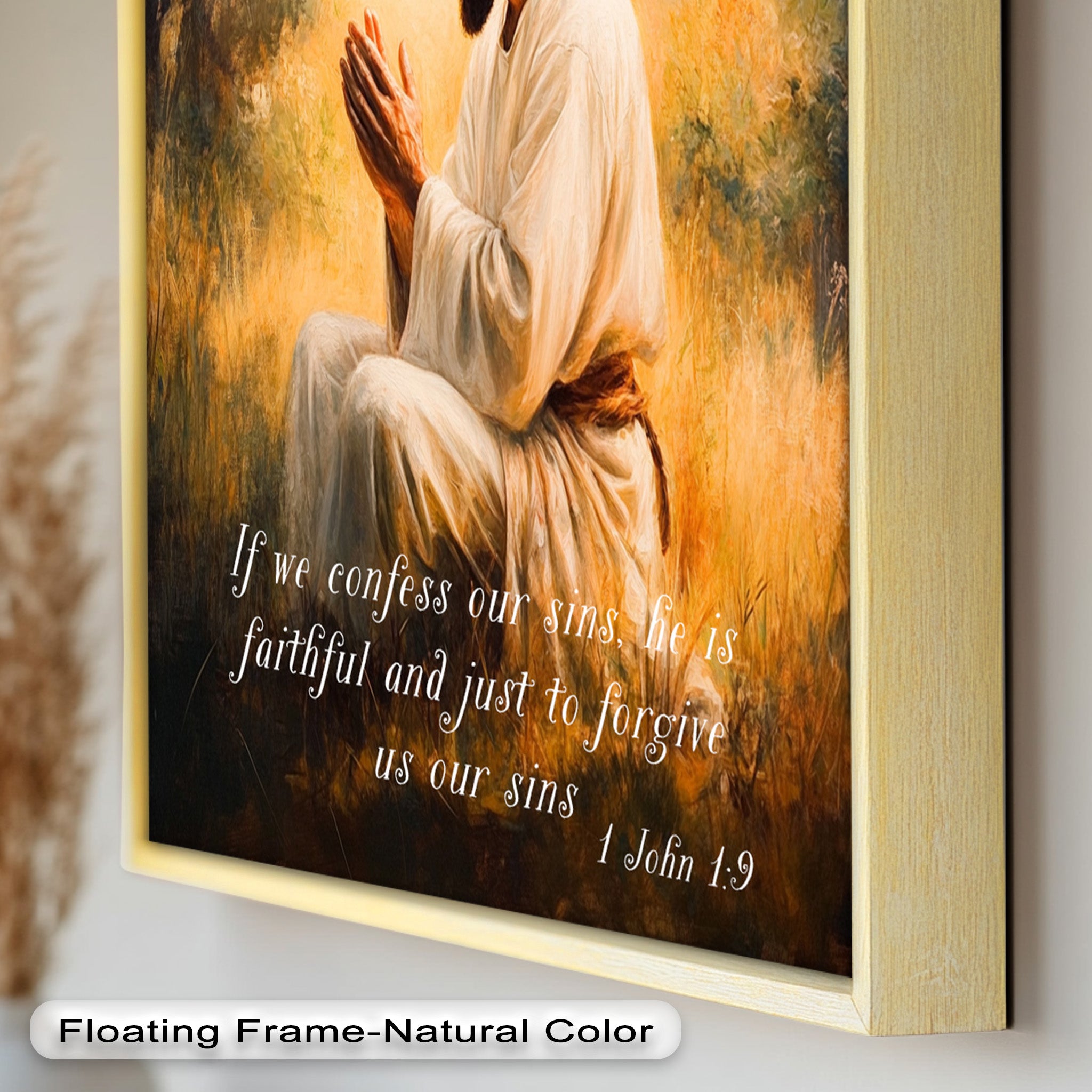 1 John 1:9 Bible Verse Oil Painting - Christian Scripture Wall Art for Home Decor, Church & Prayer Room - Divine Forgiveness Scripture Artwork