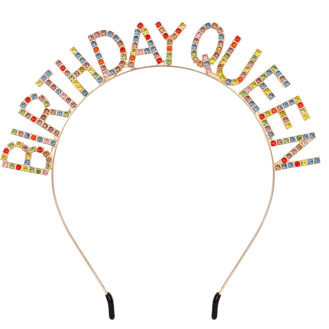 Gold Rainbow Birthday Tiara for Women & Girls - Rhinestone Princess Crown Headband for Birthday Queen | Perfect for Birthday Parties, Photo Shoots & Special Celebrations