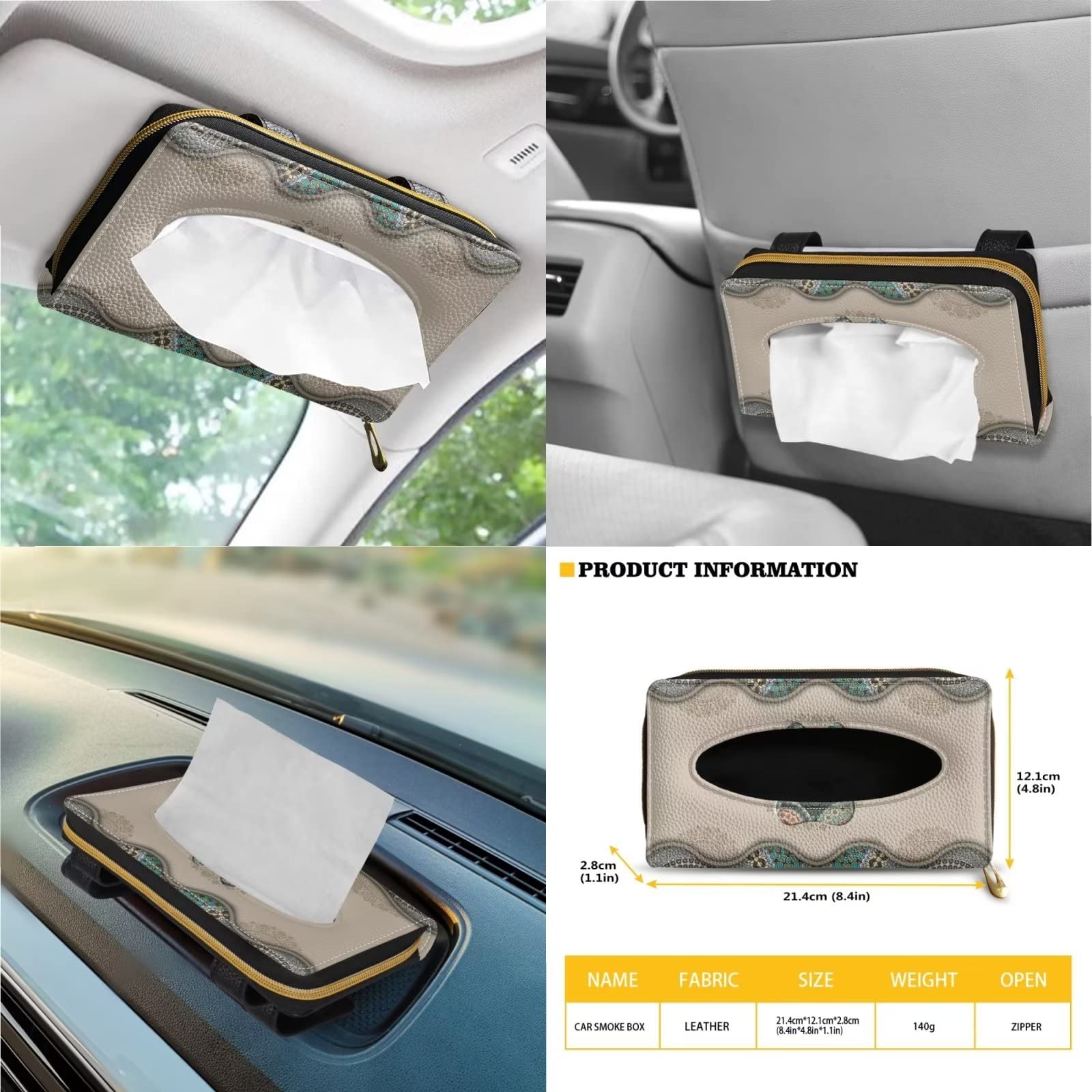Poceacles 13PCS Boho Style Dog Paw Car Accessories Set - Car Seat Covers, Steering Wheel Cover, Cup Holders, Seat Belt Pads & Keychain for Women & Men - Universal Fit for Most Vehicles - Perfect for Pet Lovers & Road Trips
