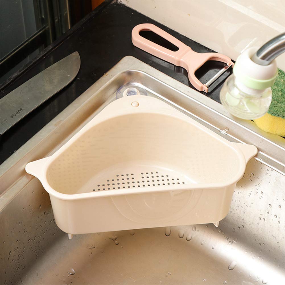 Stainless Steel Sink Drain Shelf - Triangle Hanging Kitchen Sink Organizer with Suction Cups | Space-Saving Corner Storage for Fruits, Vegetables & Sponges | Perfect for Kitchen, Bathroom & RV Sink Organization