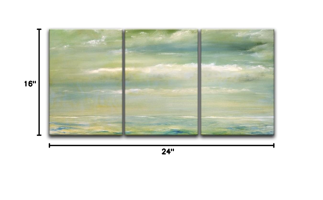 Wall26 - 3 Panel Seascape Canvas Wall Art - Oil Painting Style Giclee Print, Modern Gallery Wrap Ready to Hang (16