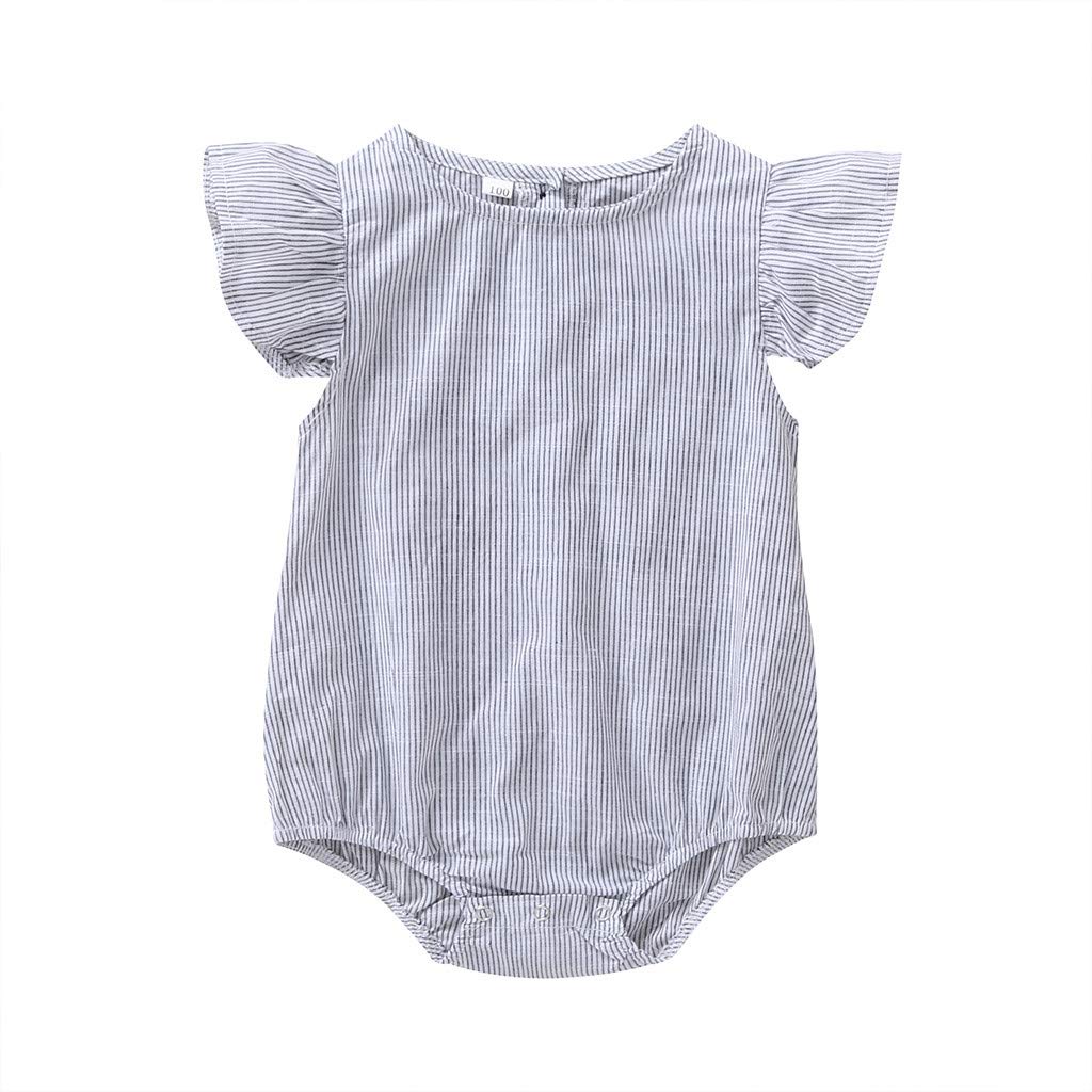 Adorable Newborn Baby Girl Striped Onesie - Ruffle Sleeveless Bodysuit for Summer | Soft Cotton Infant & Toddler Outfits | Perfect for Playdates, Photo Shoots & Warm Weather