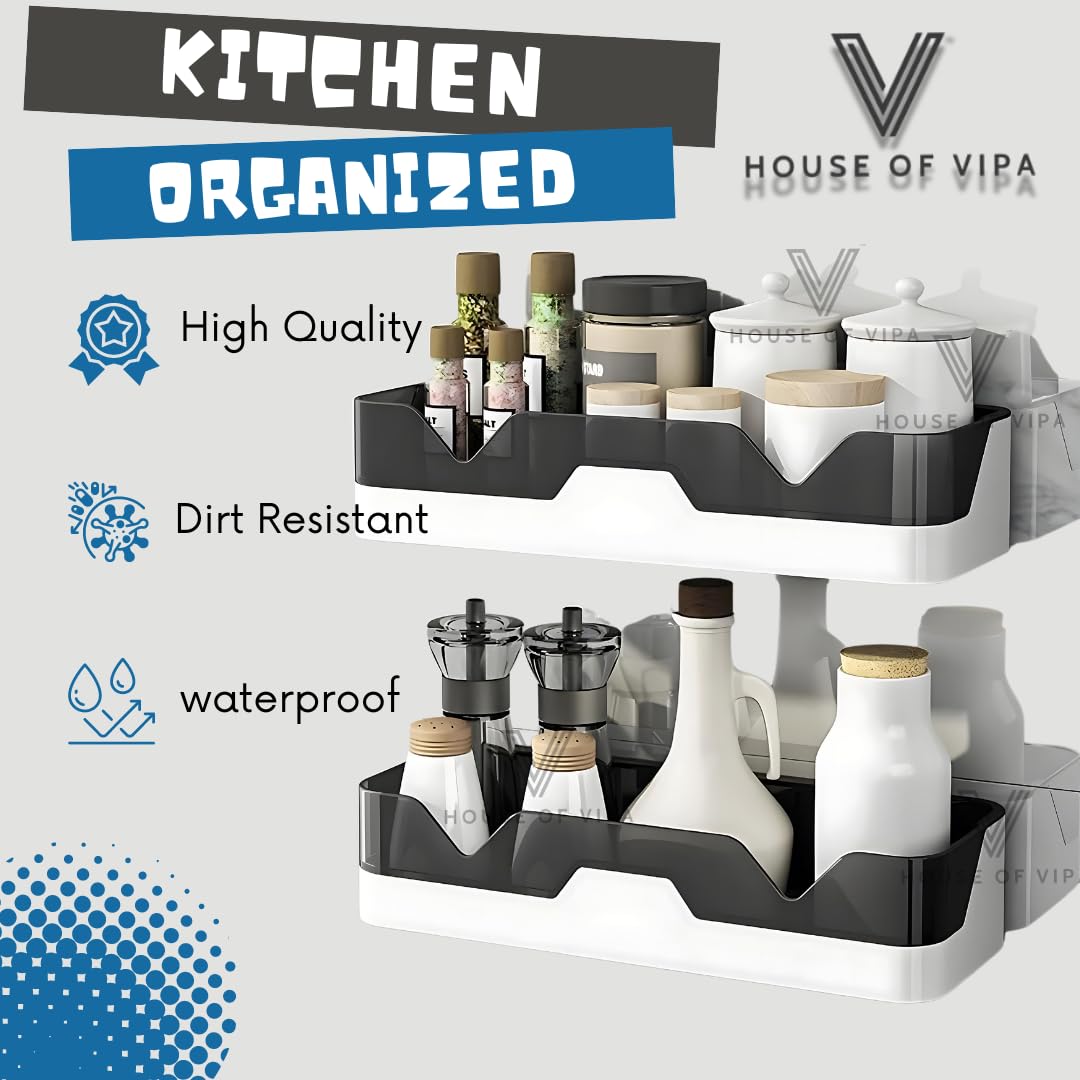Premium Plastic Bathroom Organizer Set - Wall Mounted Shower Shelf with 2 Shelves & 4 Hooks - Space Saving Bath Accessories for Towels, Toiletries & Cosmetics - Perfect for Small Bathrooms, Apartments & Dorm Rooms