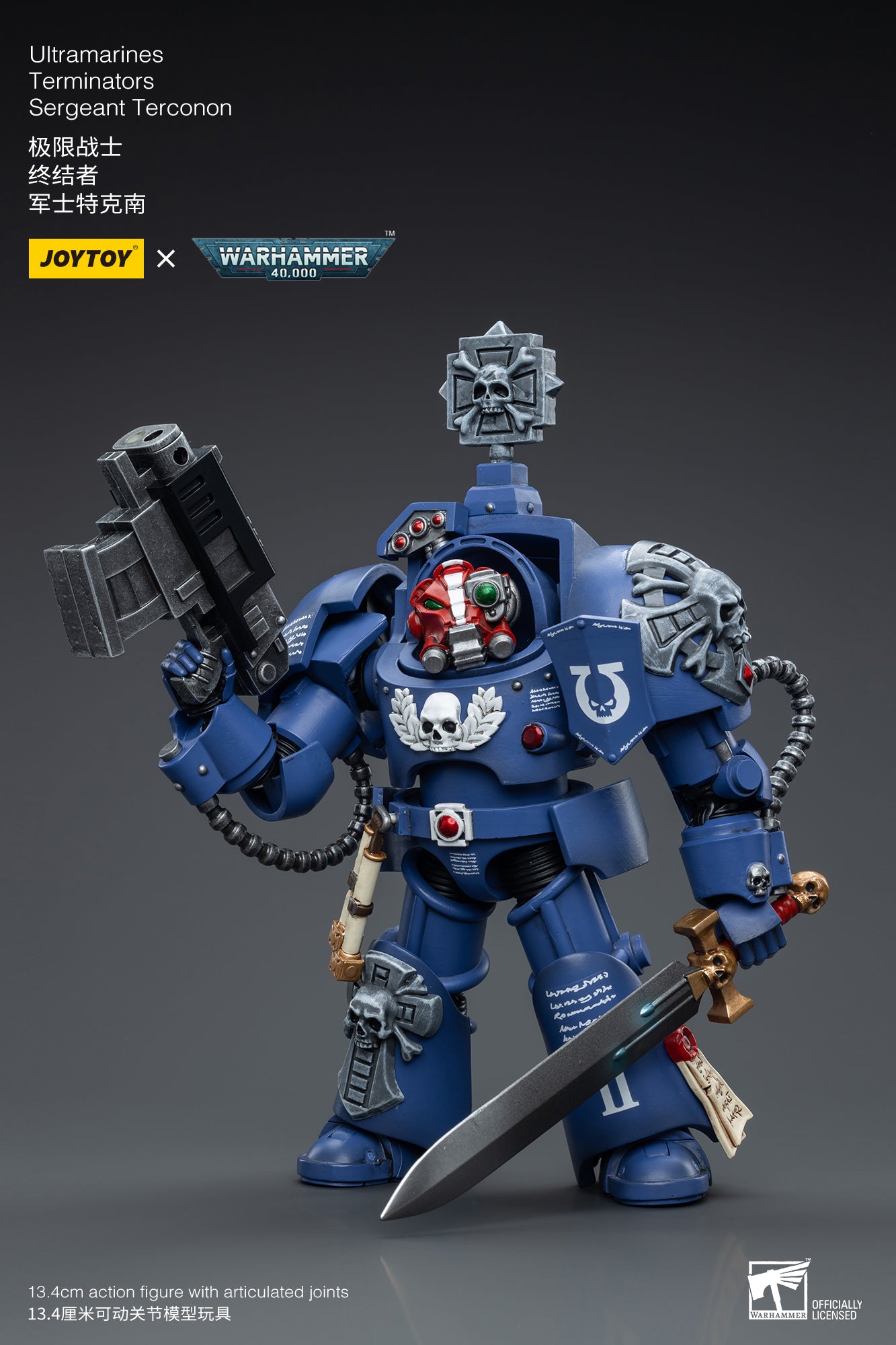 1/18 JOYTOY Warhammer 40K Ultramarines Terminators Sergeant Terconon Action Figure - Collectible Miniature for Tabletop Gaming & Display
