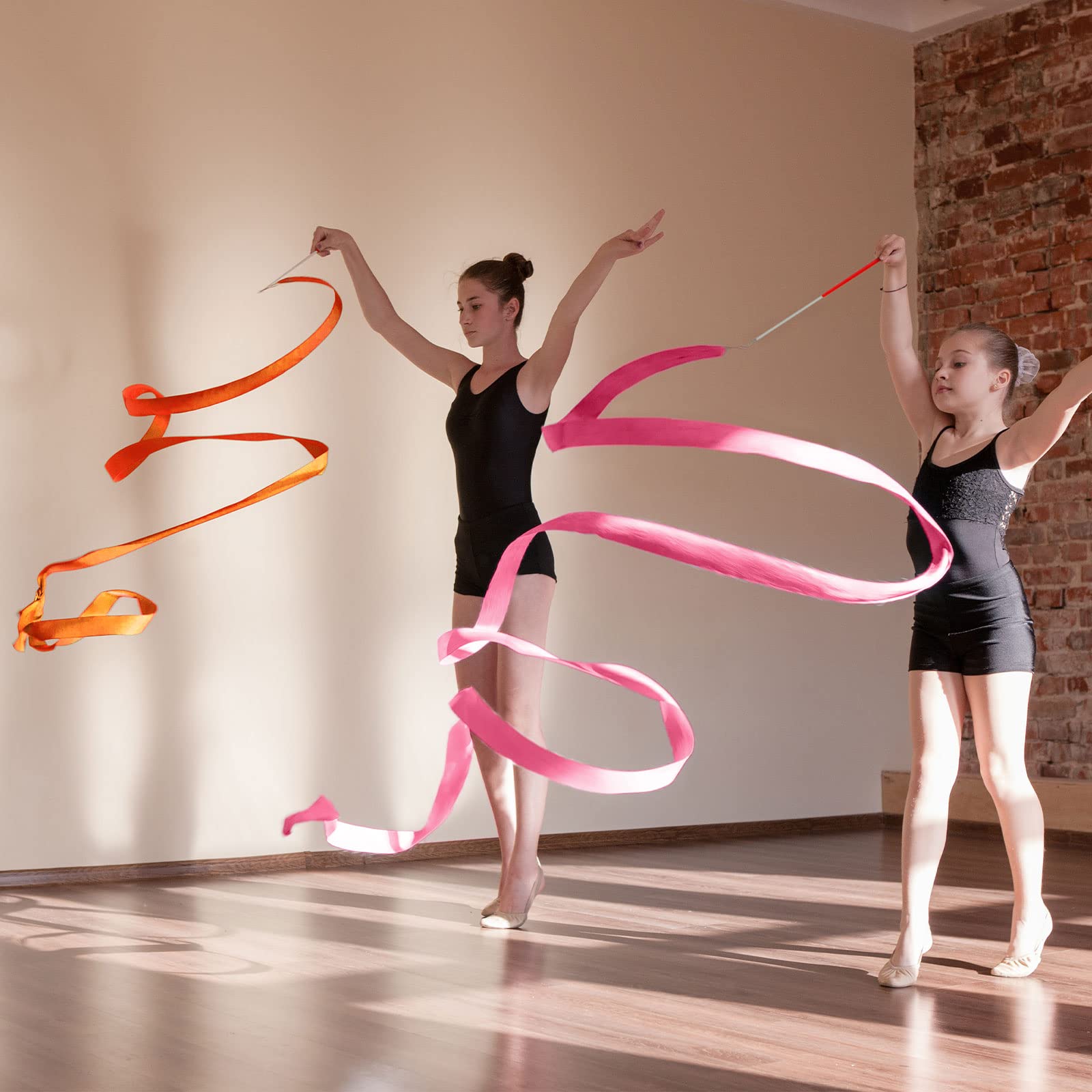 Yilloog 78.7 Inch Gymnastics Ribbon Wands - Rainbow Artistic Dance Streamers for Kids, Party Favors & Birthday Decorations | Perfect for Girls' Dance Performances, Birthday Games & Gymnastics Practice
