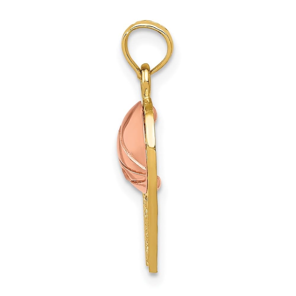 10K Two-Tone Gold Basketball Hoop Pendant with Ball Charm - 22mm Length, 11mm Width - Perfect for Sports Fans, Jewelry Lovers & Gift Giving